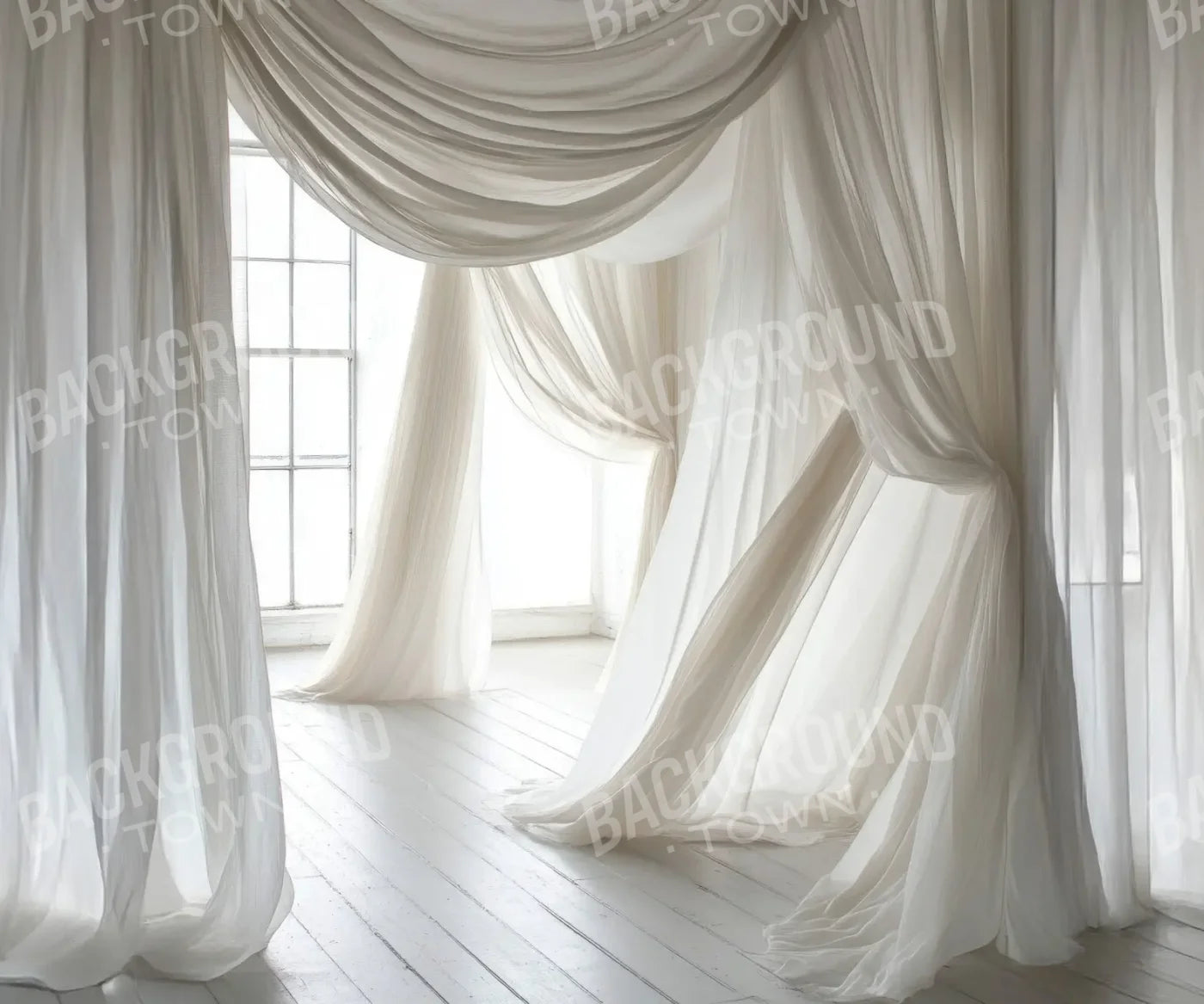 White Sheer Drapery 12’x10’ UltraCloth (144 x 120 inch) Backdrop