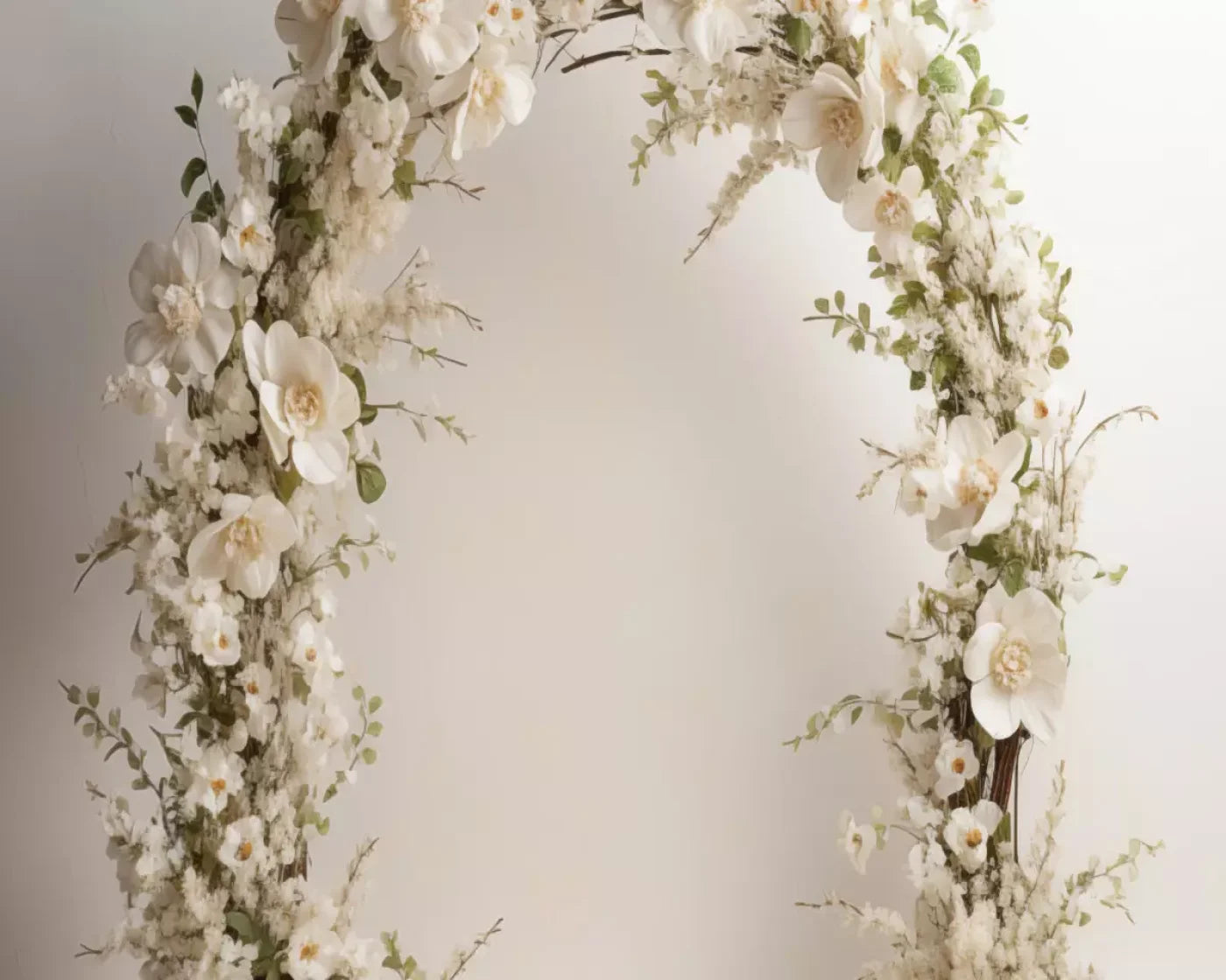 White Studio Floral Arch 10’X8’ Fleece (120 X 96 Inch) Backdrop