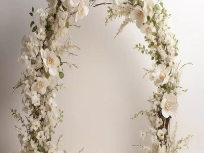 White Studio Floral Arch 6’8X5’ Fleece (80 X 60 Inch) Backdrop