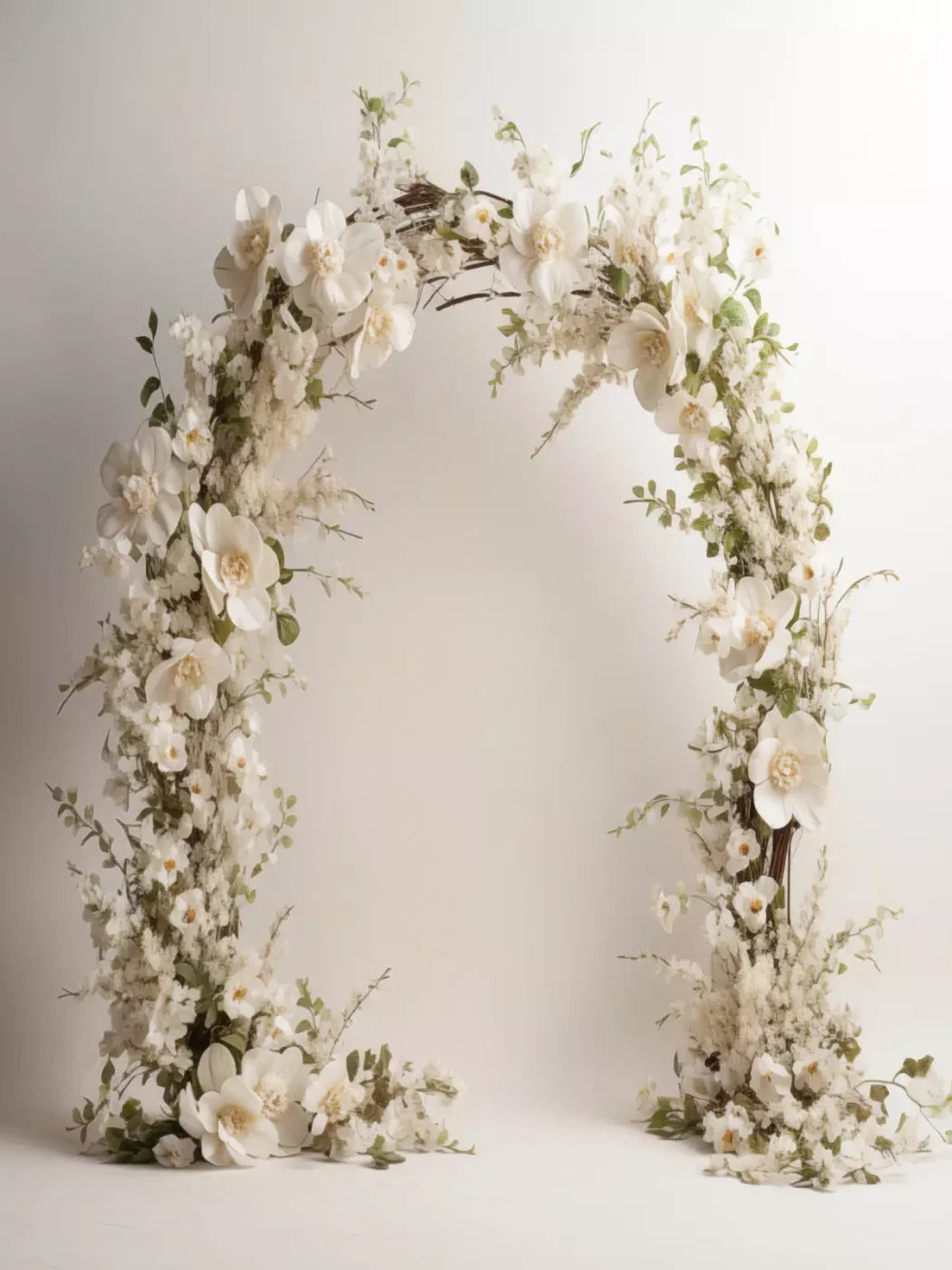 White Studio Floral Arch 6’X8’ Fleece (72 X 96 Inch) Backdrop