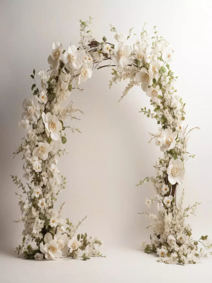White Studio Floral Arch 6’X8’ Fleece (72 X 96 Inch) Backdrop