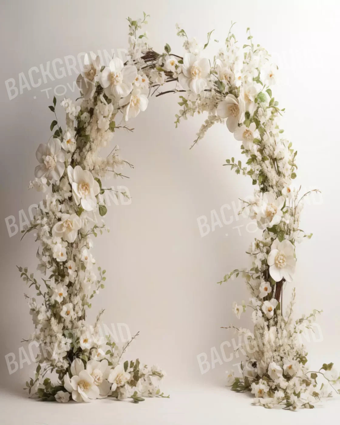 White Studio Floral Arch 8’X10’ Fleece (96 X 120 Inch) Backdrop