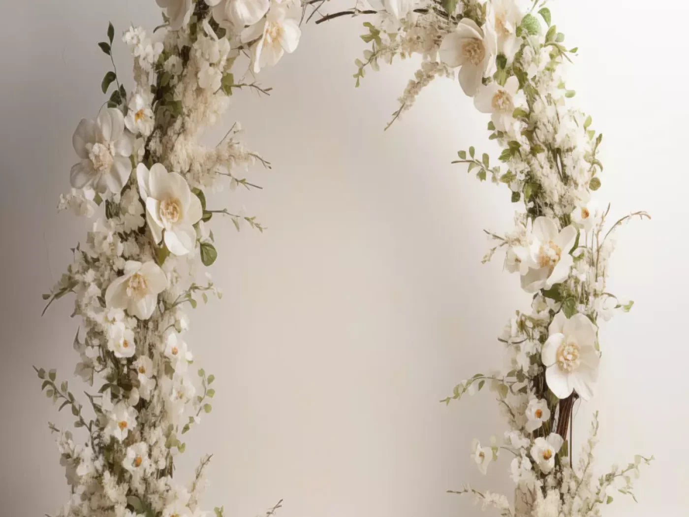 White Studio Floral Arch 8’X6’ Fleece (96 X 72 Inch) Backdrop
