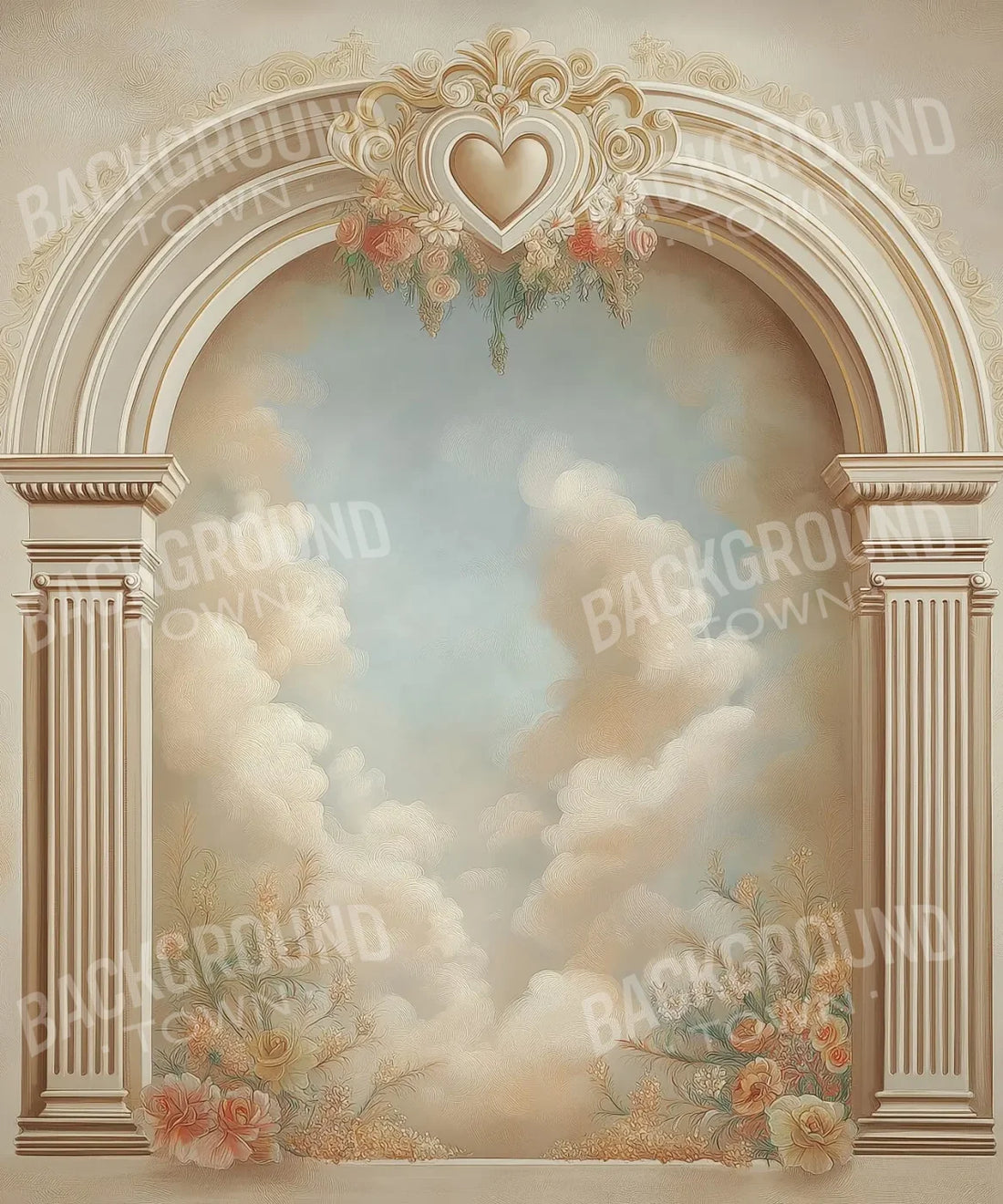 White Beige Blue  Backdrop for Photography