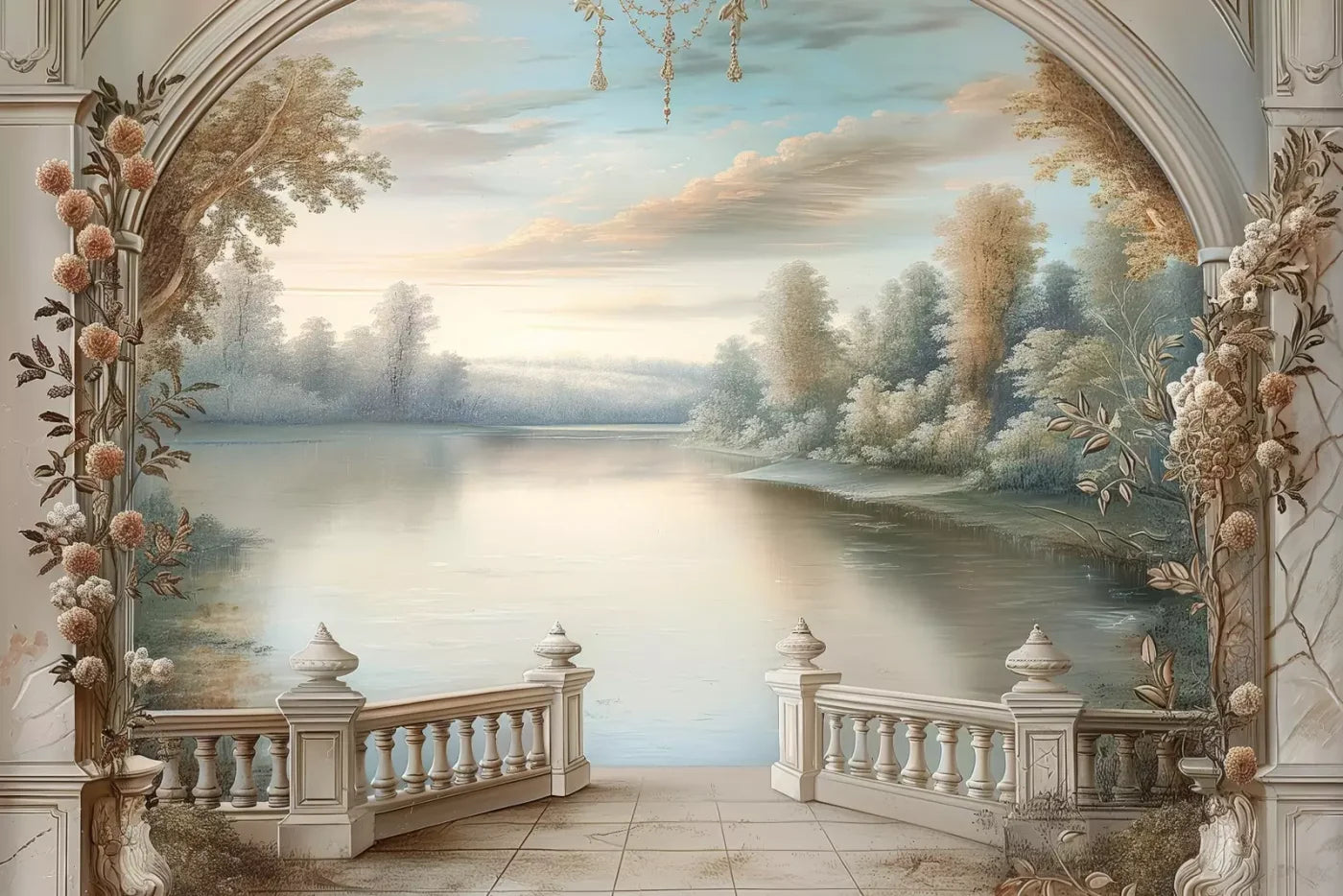 Winter Balcony Scenic 12’X8’ Ultracloth (144 X 96 Inch) Backdrop