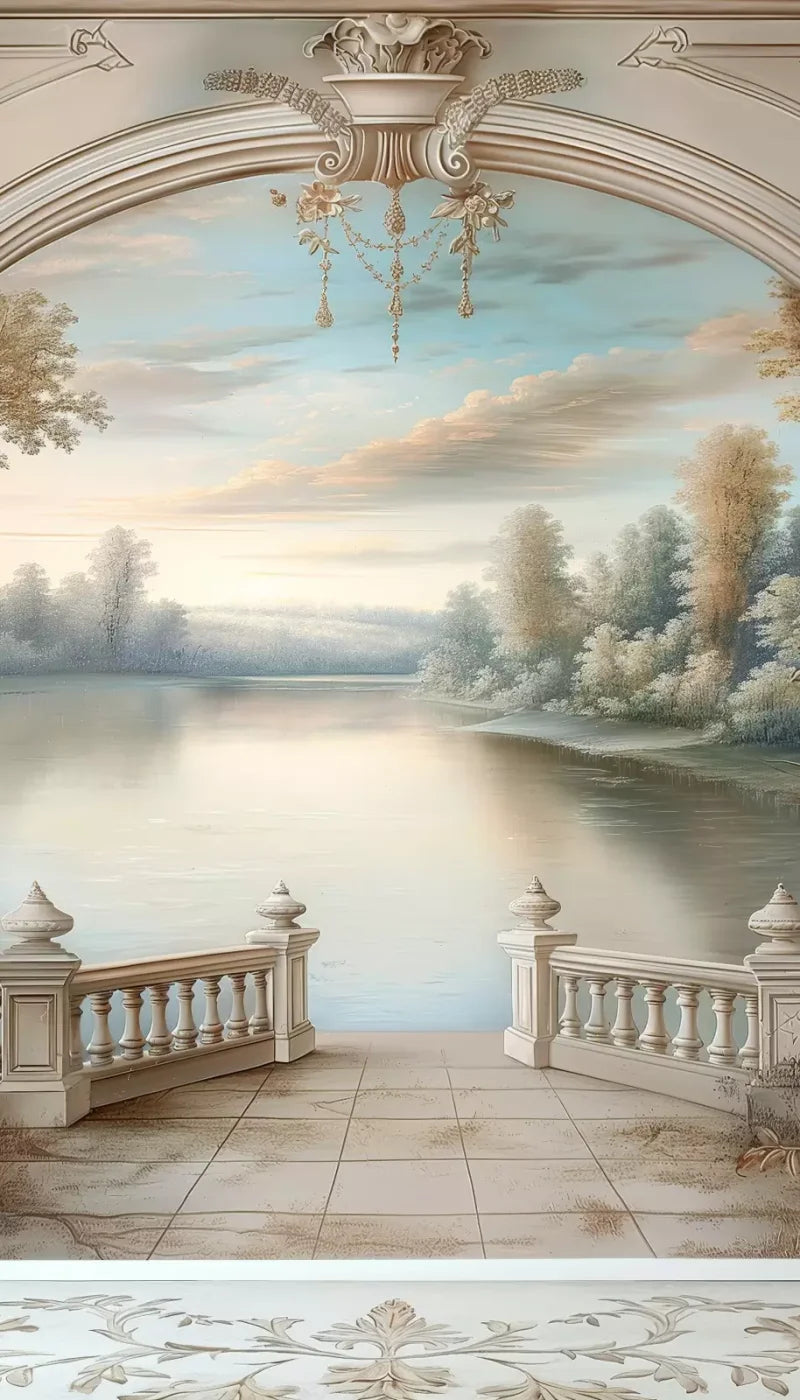 Winter Balcony Scenic 8’X14’ Ultracloth (96 X 168 Inch) Backdrop