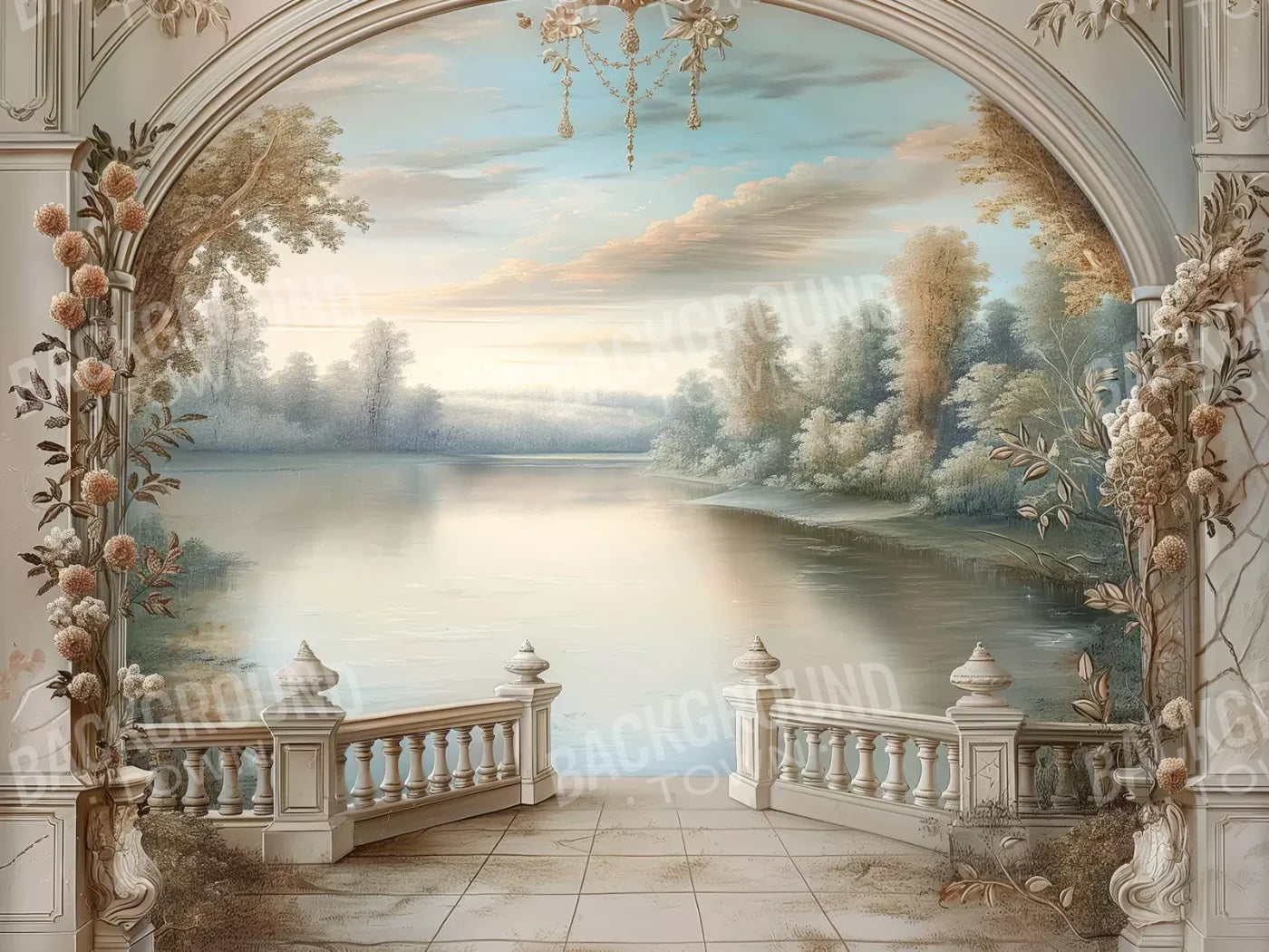 Winter Balcony Scenic 8’X6’ Fleece (96 X 72 Inch) Backdrop
