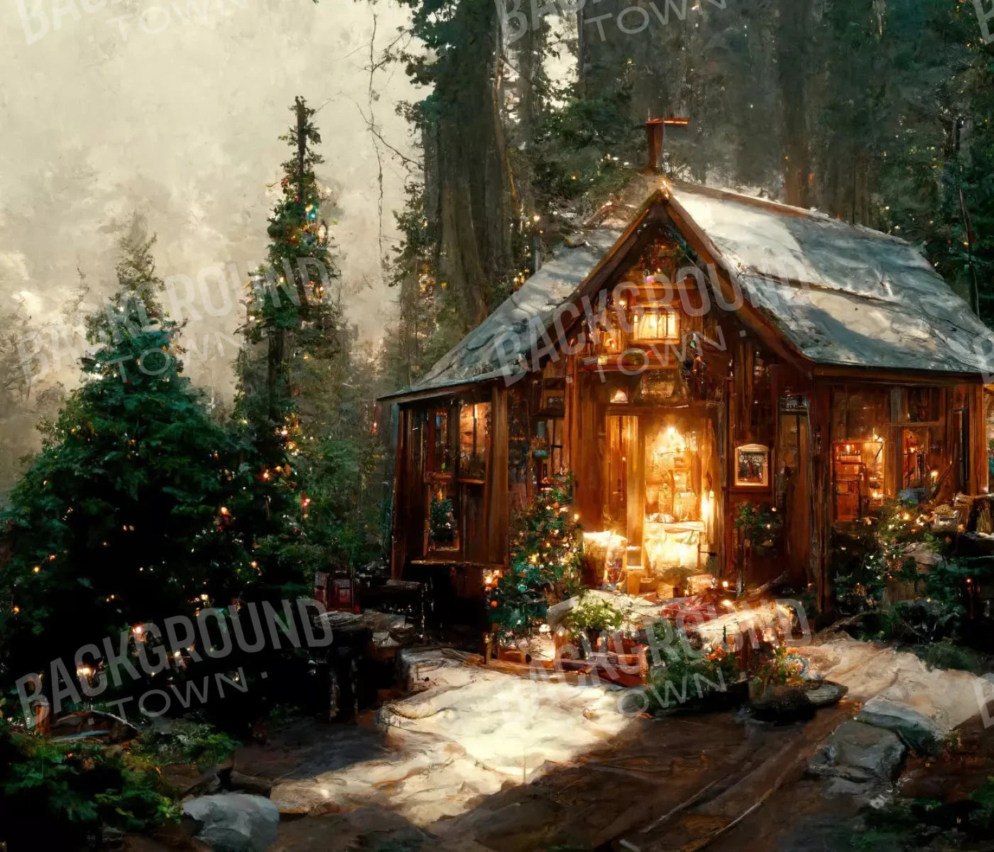 Winter Cabin 12X10 Ultracloth ( 144 X 120 Inch ) Backdrop