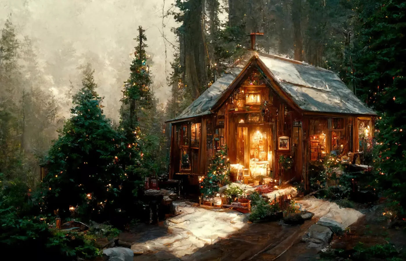 Winter Cabin 12X8 Ultracloth ( 144 X 96 Inch ) Backdrop