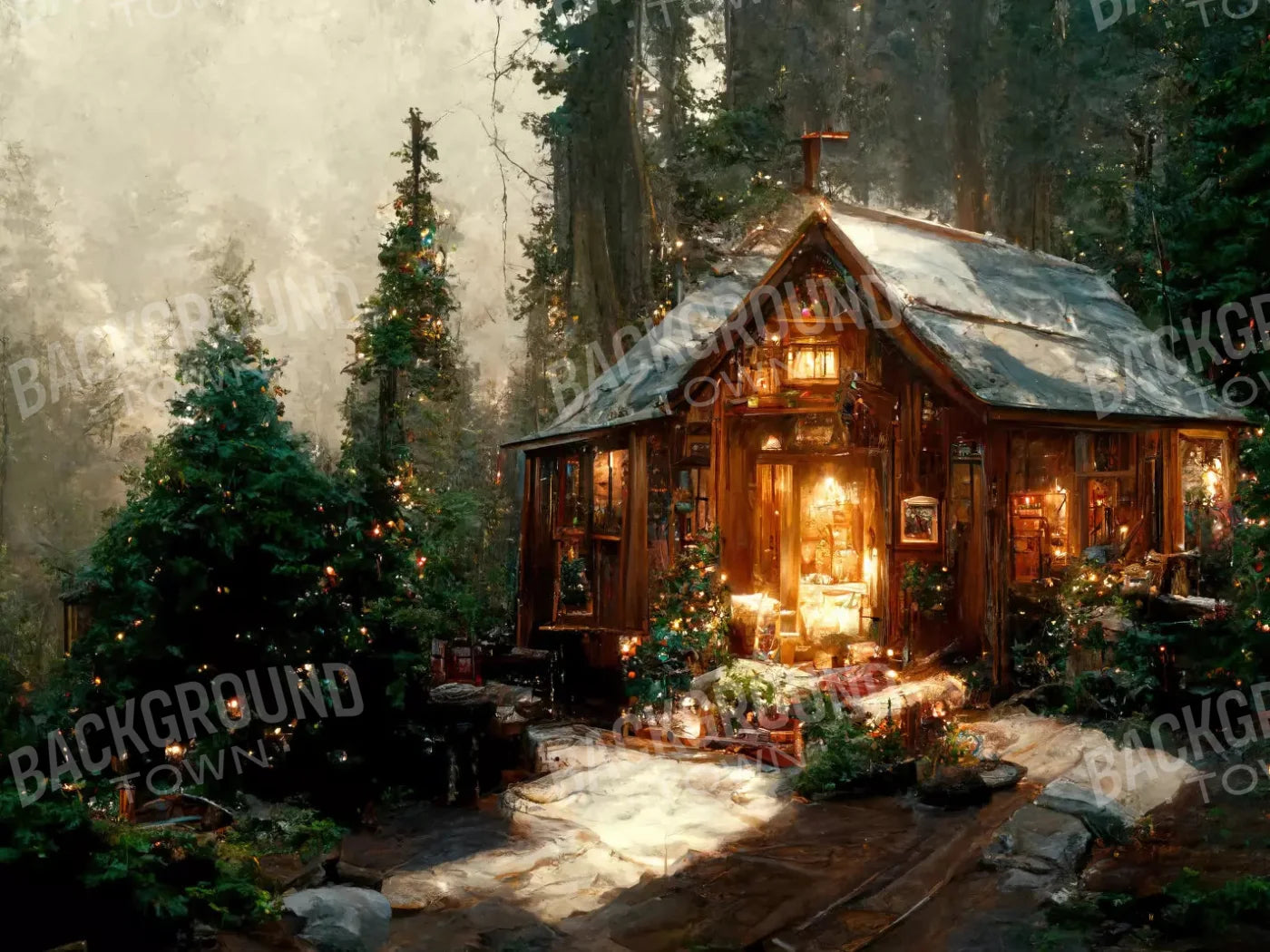 Winter Cabin 7X5 Ultracloth ( 84 X 60 Inch ) Backdrop