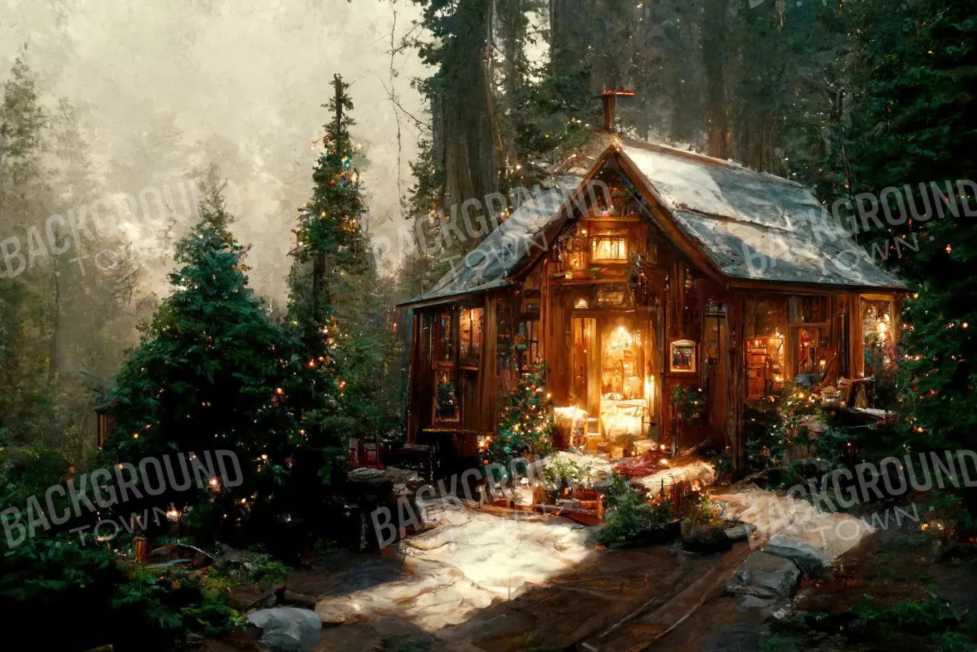 Winter Cabin 8X5 Ultracloth ( 96 X 60 Inch ) Backdrop