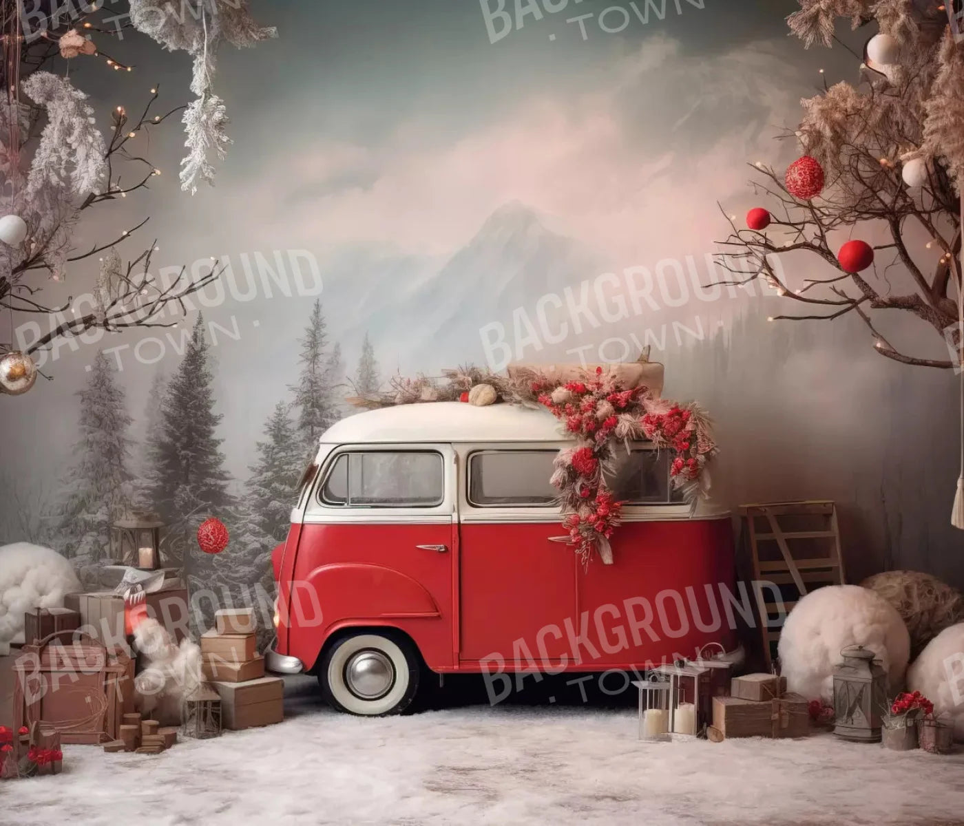 Winter Camping In Van 12X10 Ultracloth ( 144 X 120 Inch ) Backdrop