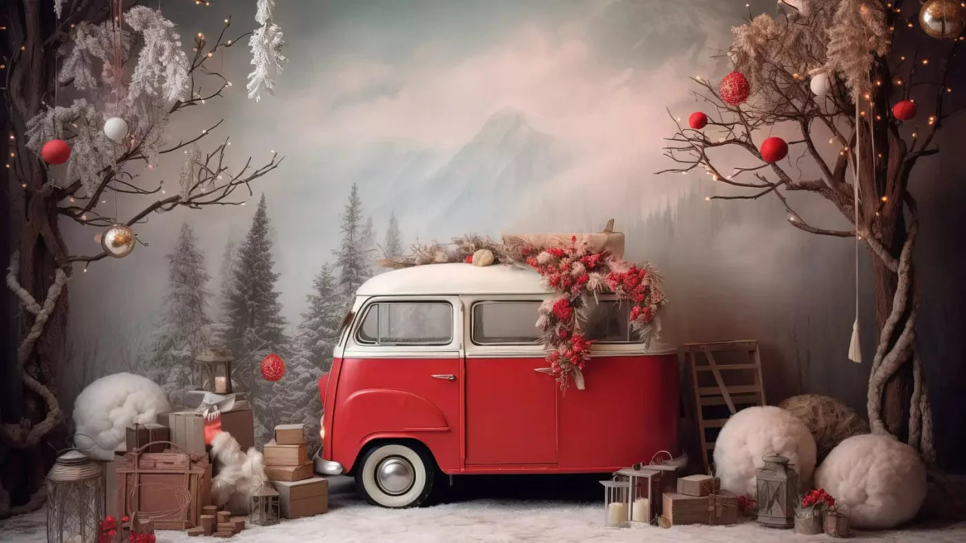 Winter Camping In Van 14X8 Ultracloth ( 168 X 96 Inch ) Backdrop