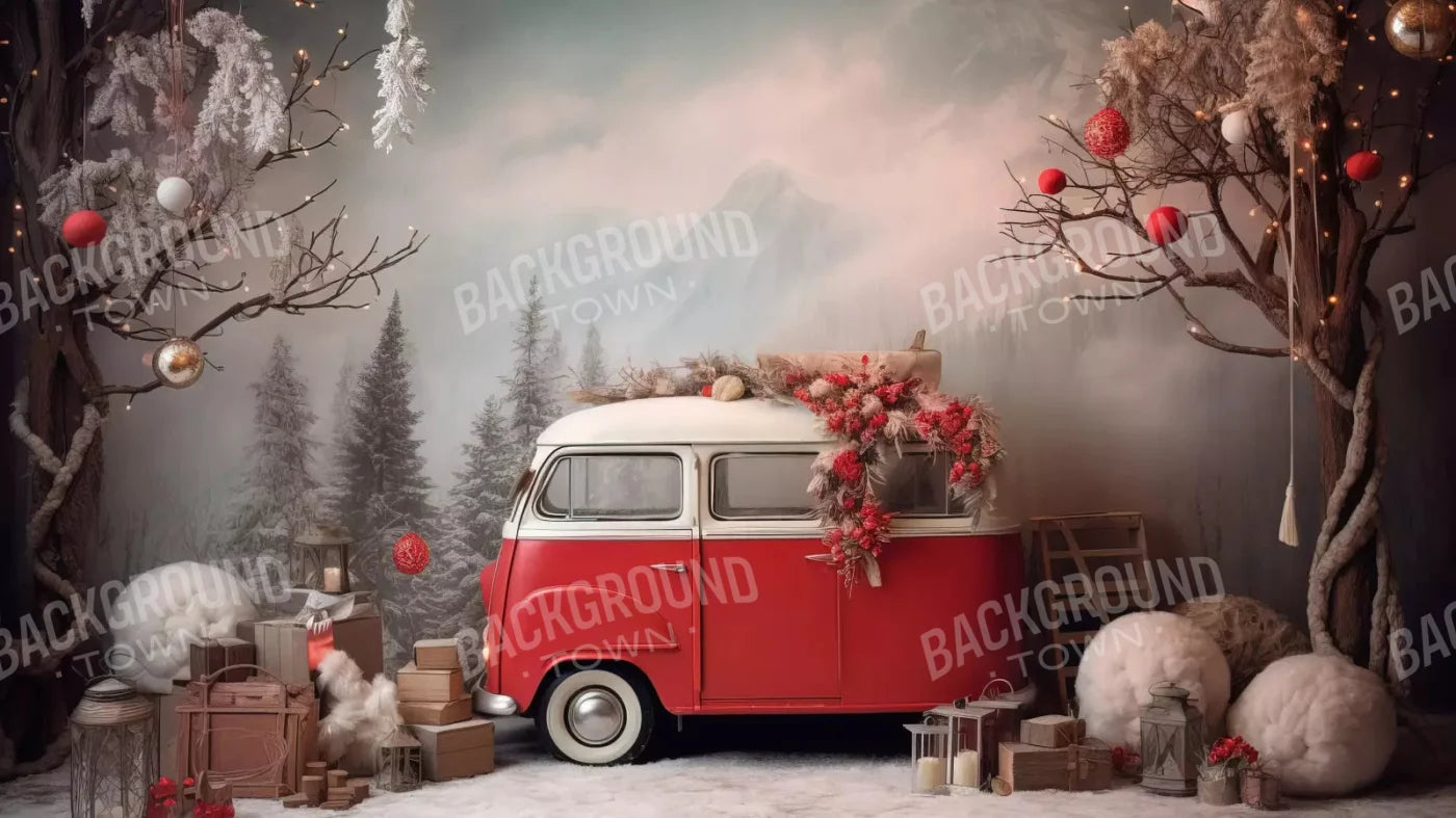 Winter Camping In Van 14X8 Ultracloth ( 168 X 96 Inch ) Backdrop