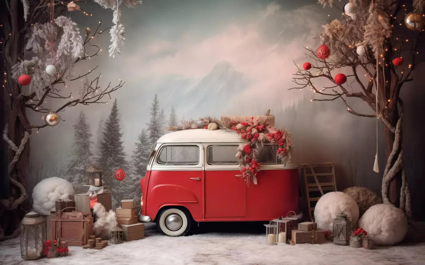 Winter Camping In Van 14X9 Ultracloth ( 168 X 108 Inch ) Backdrop