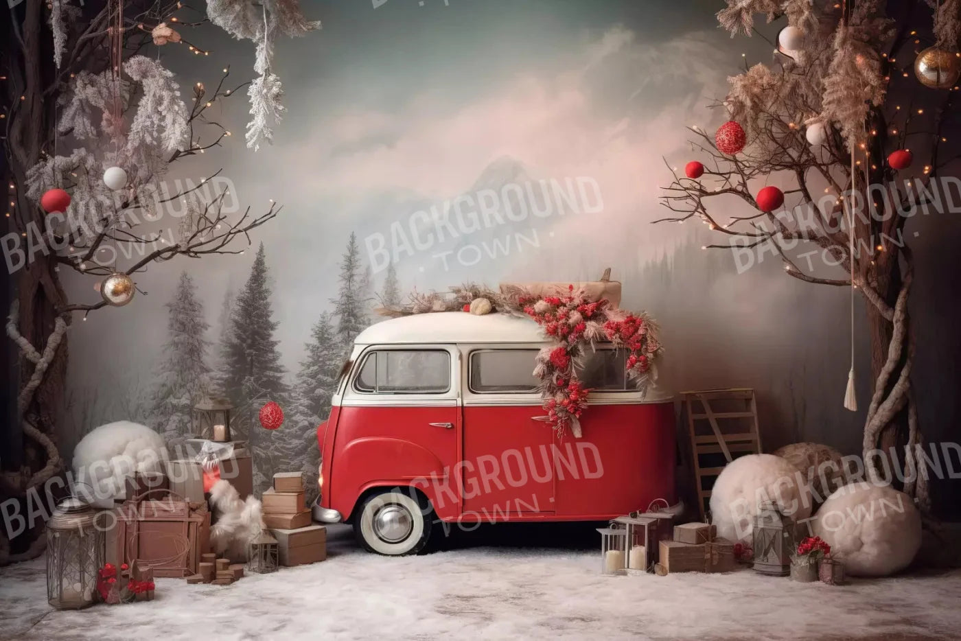 Winter Camping In Van 8X5 Ultracloth ( 96 X 60 Inch ) Backdrop