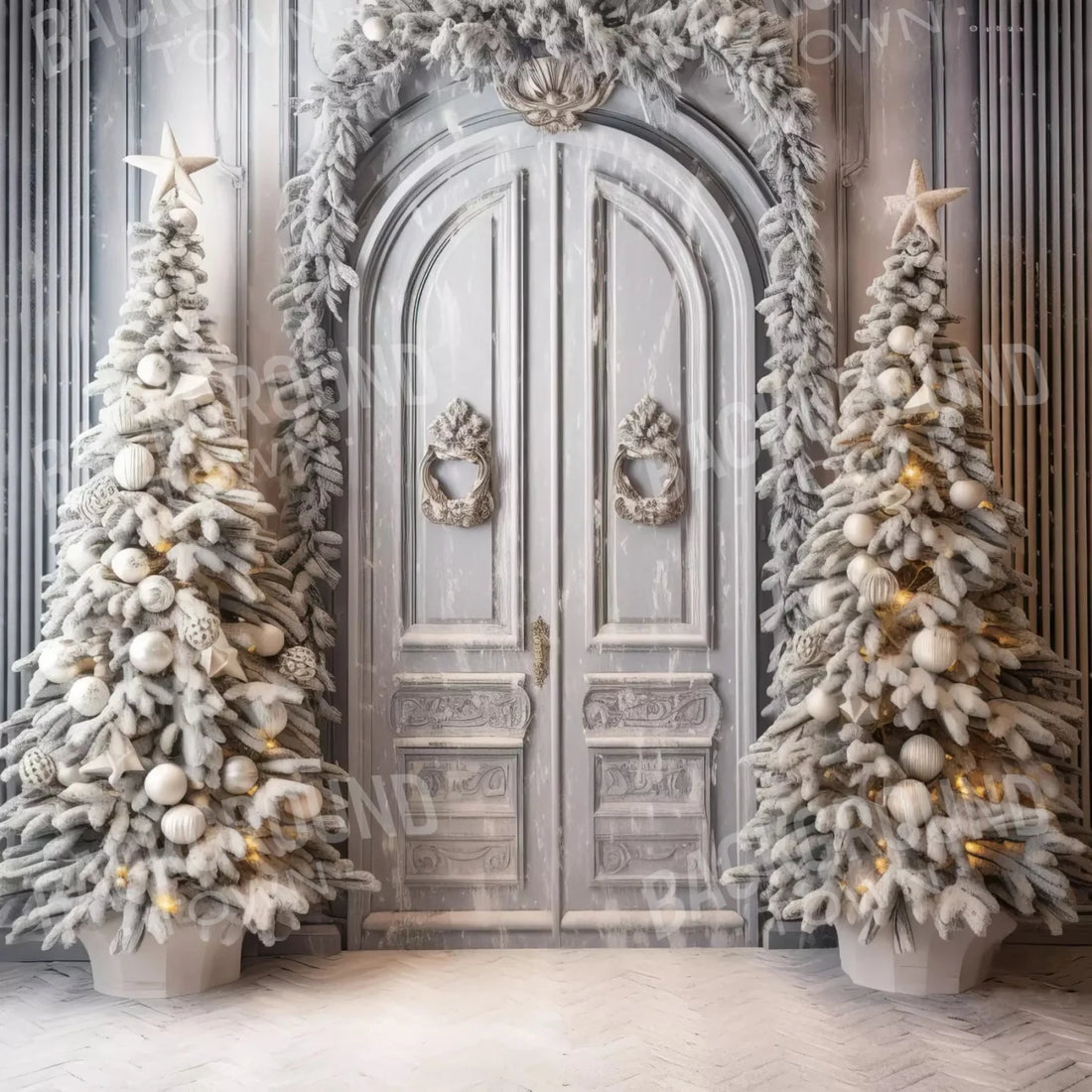 Winter Christmas Arch Door 10X10 Ultracloth ( 120 X Inch ) Backdrop