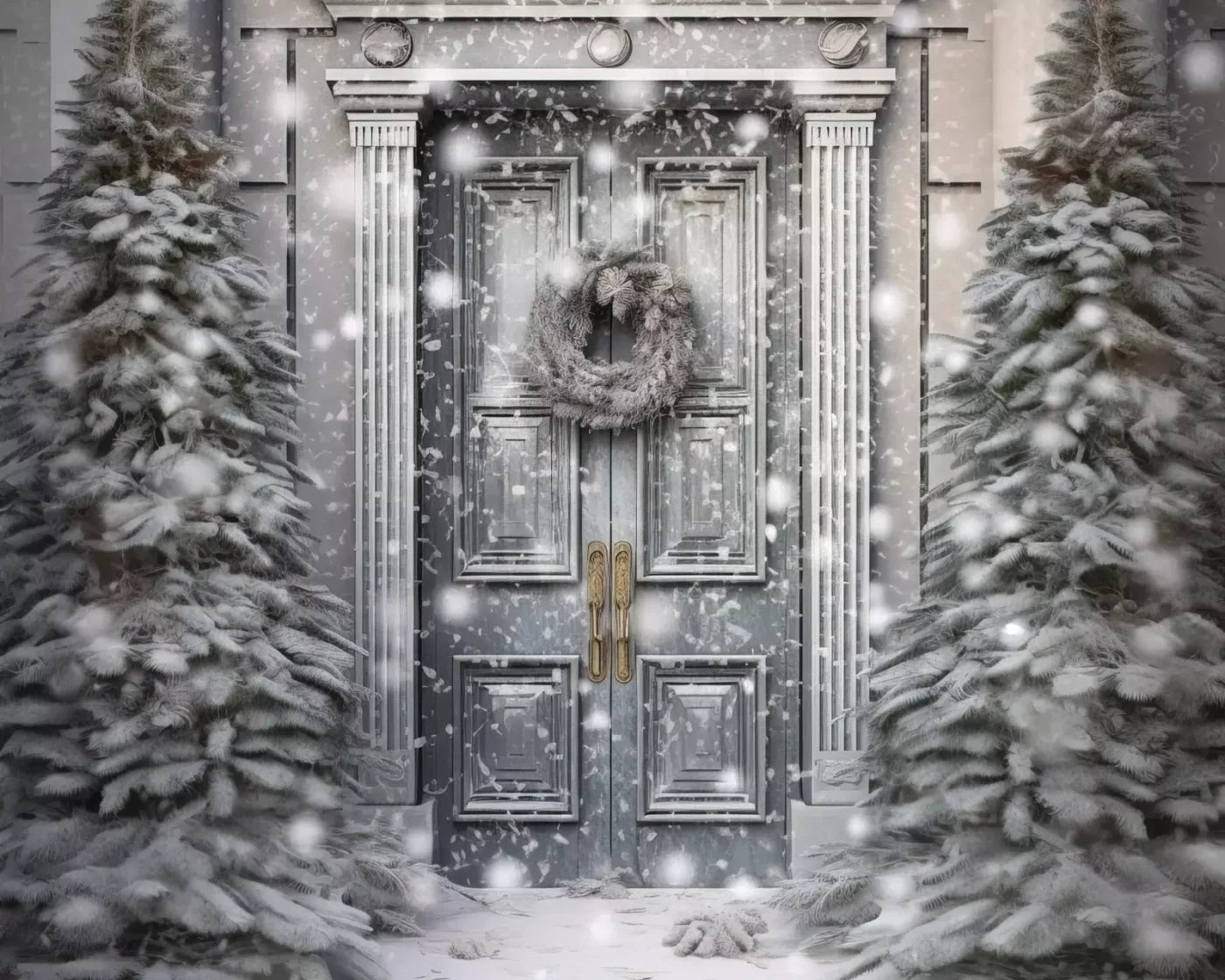 Winter Door 10’X8’ Fleece (120 X 96 Inch) Backdrop