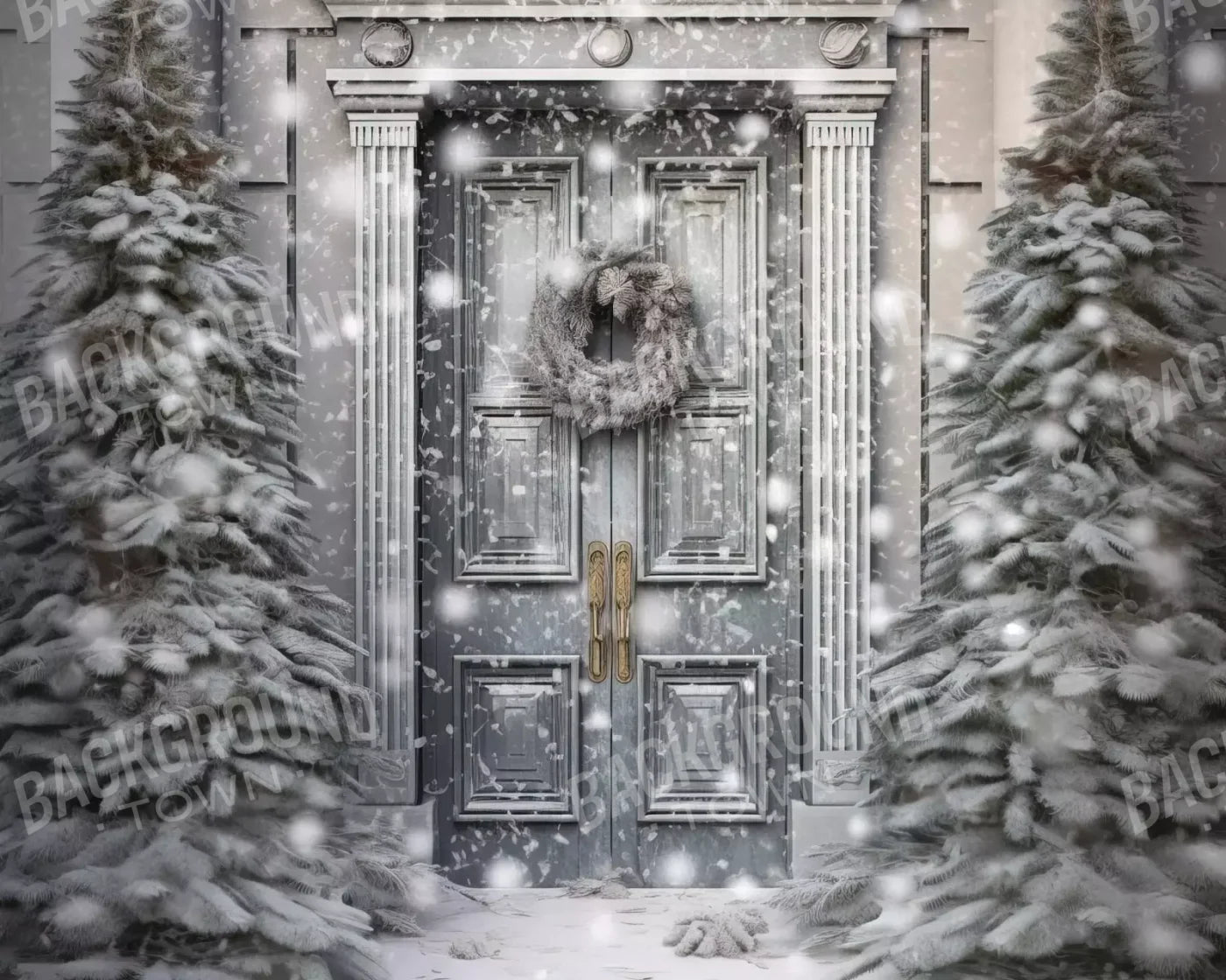 Winter Door 10’X8’ Fleece (120 X 96 Inch) Backdrop