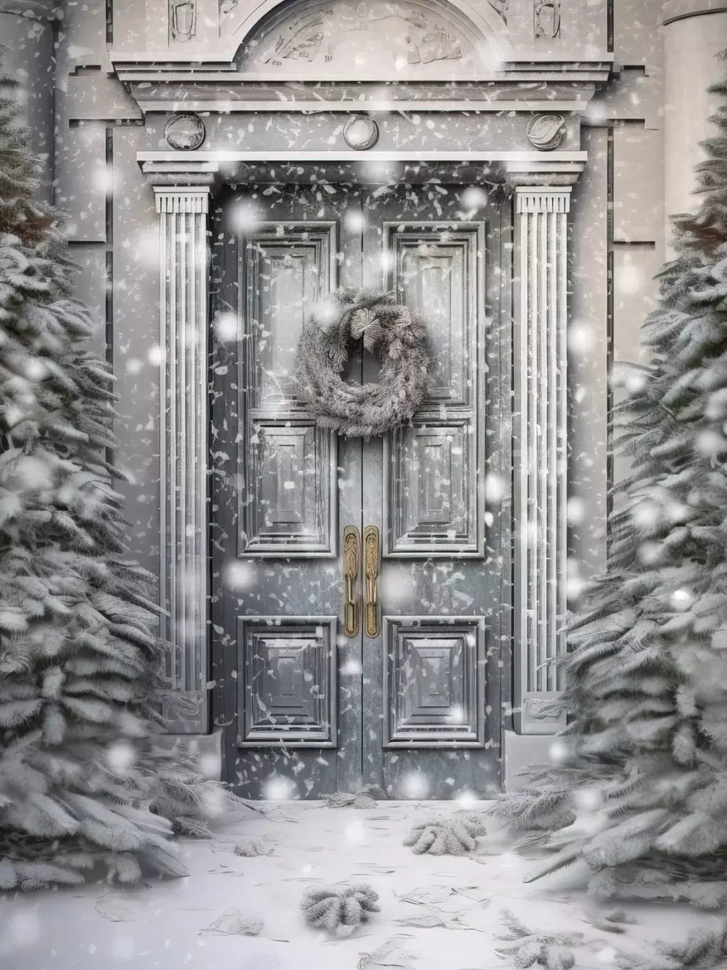 Winter Door 5’X6’8 Fleece (60 X 80 Inch) Backdrop
