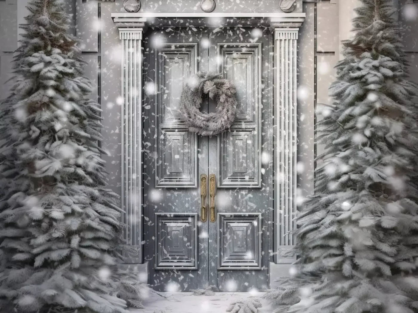 Winter Door 6’8X5’ Fleece (80 X 60 Inch) Backdrop
