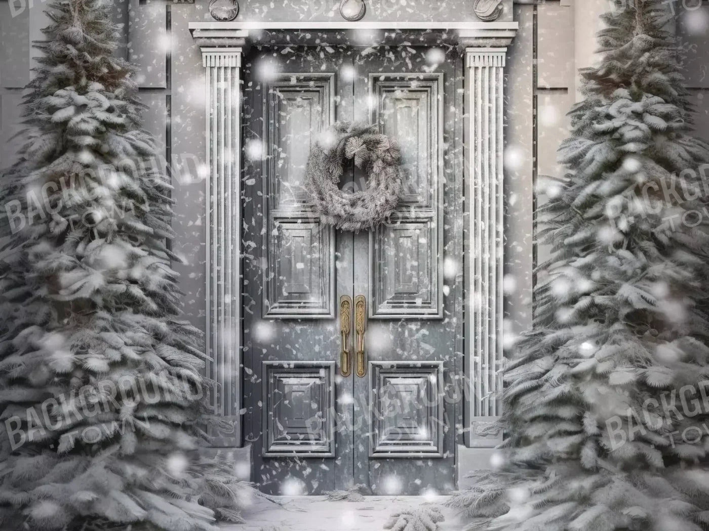 Winter Door 8’X6’ Fleece (96 X 72 Inch) Backdrop