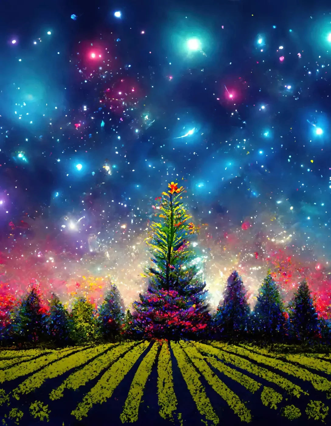 Winter Fireworks 6X8 Fleece ( 72 X 96 Inch ) Backdrop