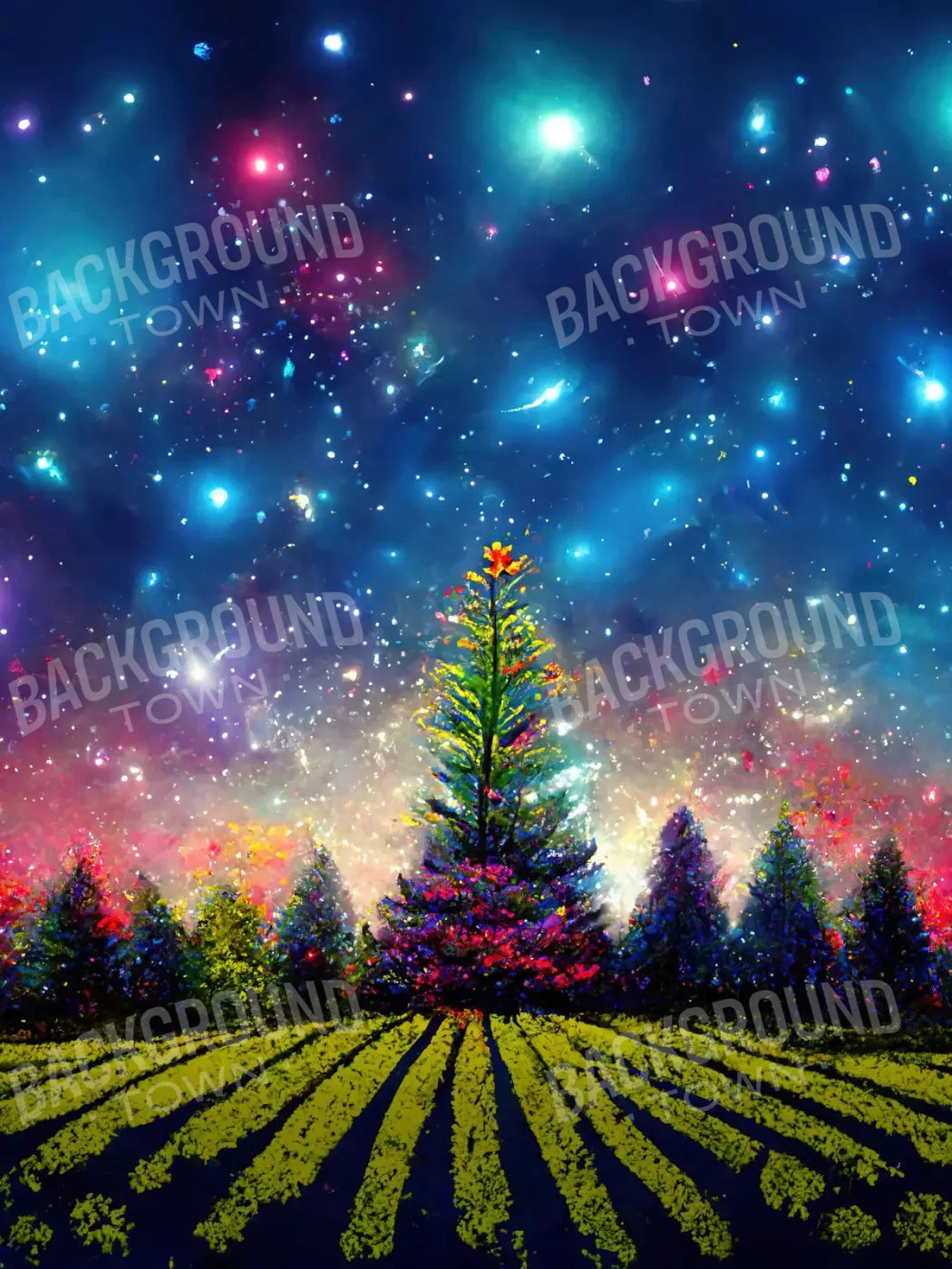 Winter Fireworks 8X10 Fleece ( 96 X 120 Inch ) Backdrop