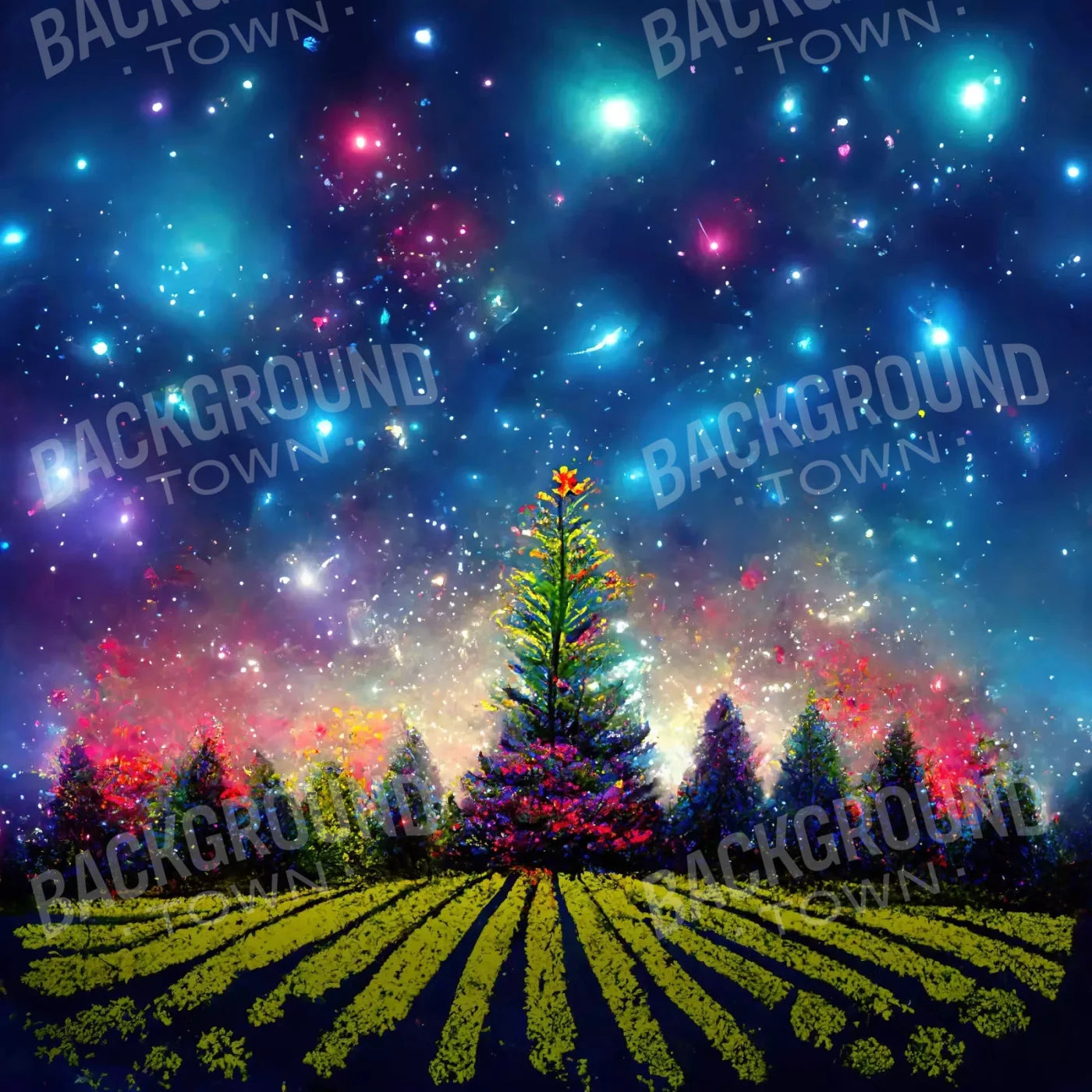 Winter Fireworks 8X8 Fleece ( 96 X Inch ) Backdrop