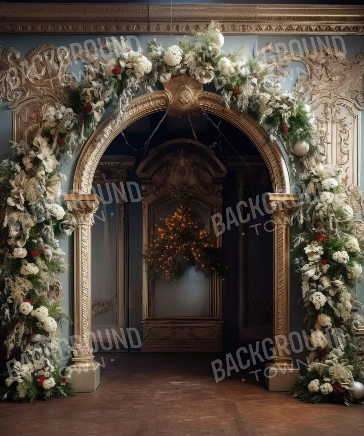 Winter Holiday Arch 10’X12’ Ultracloth (120 X 144 Inch) Backdrop