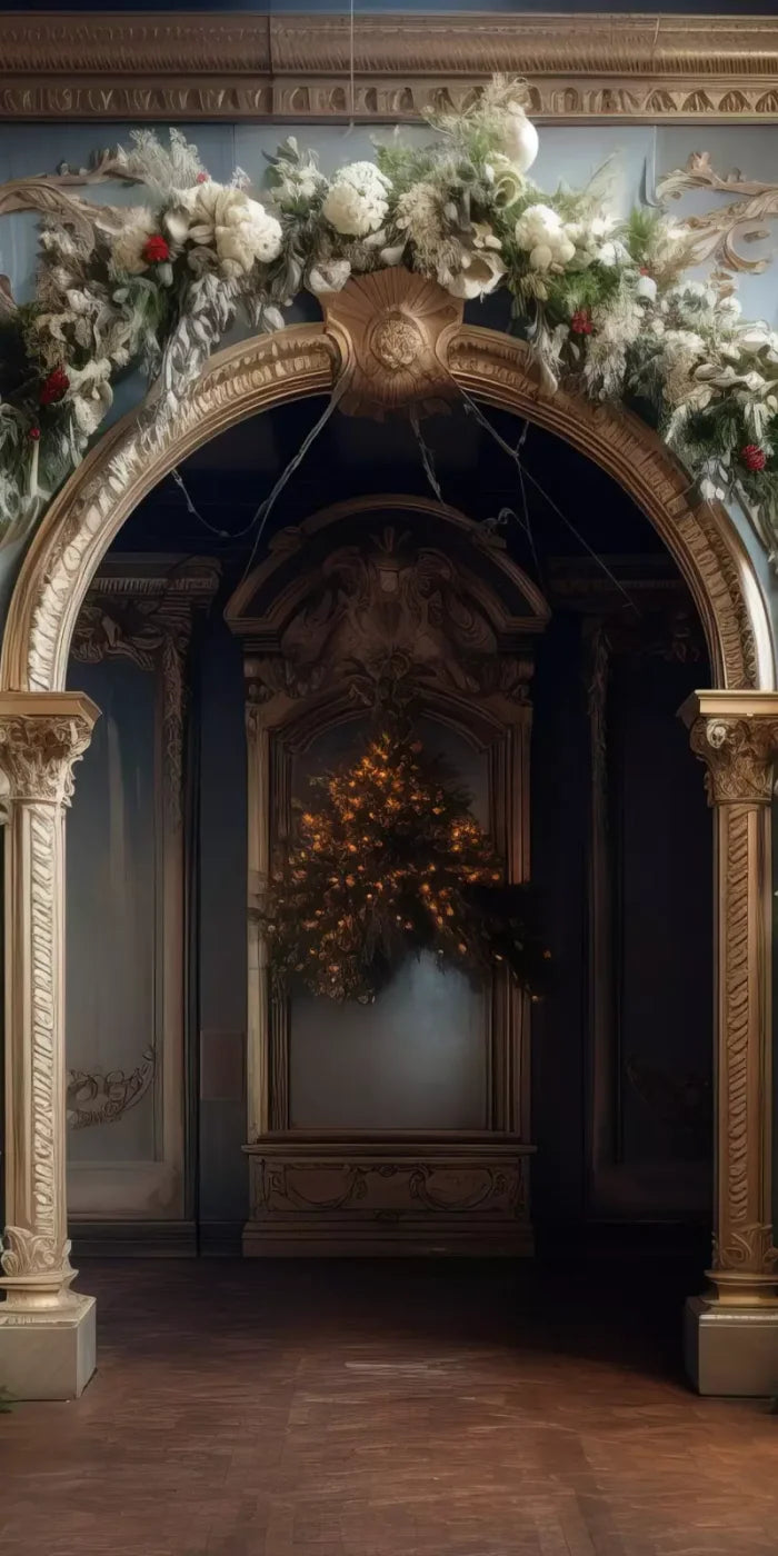 Winter Holiday Arch 10’X20’ Ultracloth (120 X 240 Inch) Backdrop