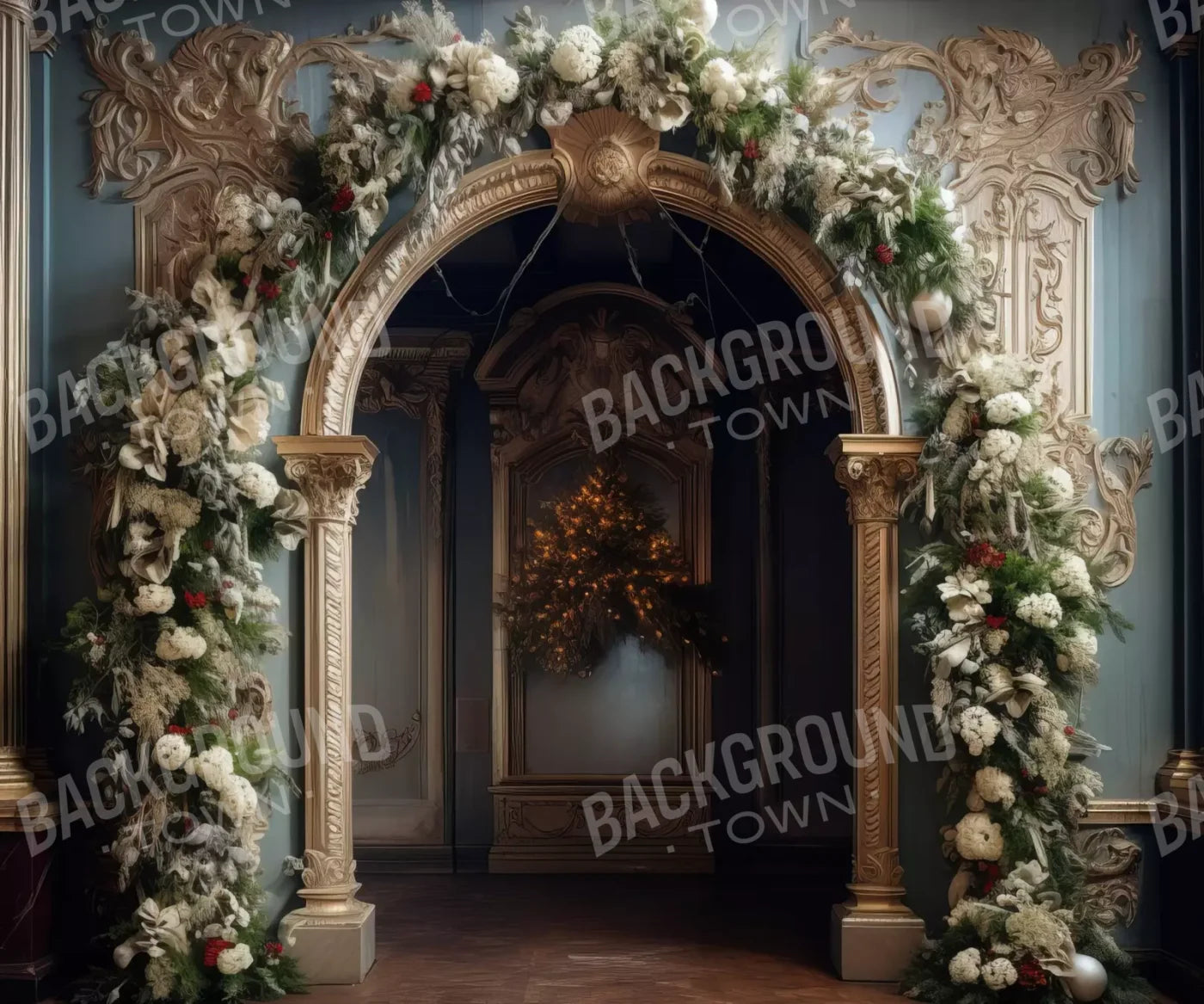 Winter Holiday Arch 12’X10’ Ultracloth (144 X 120 Inch) Backdrop