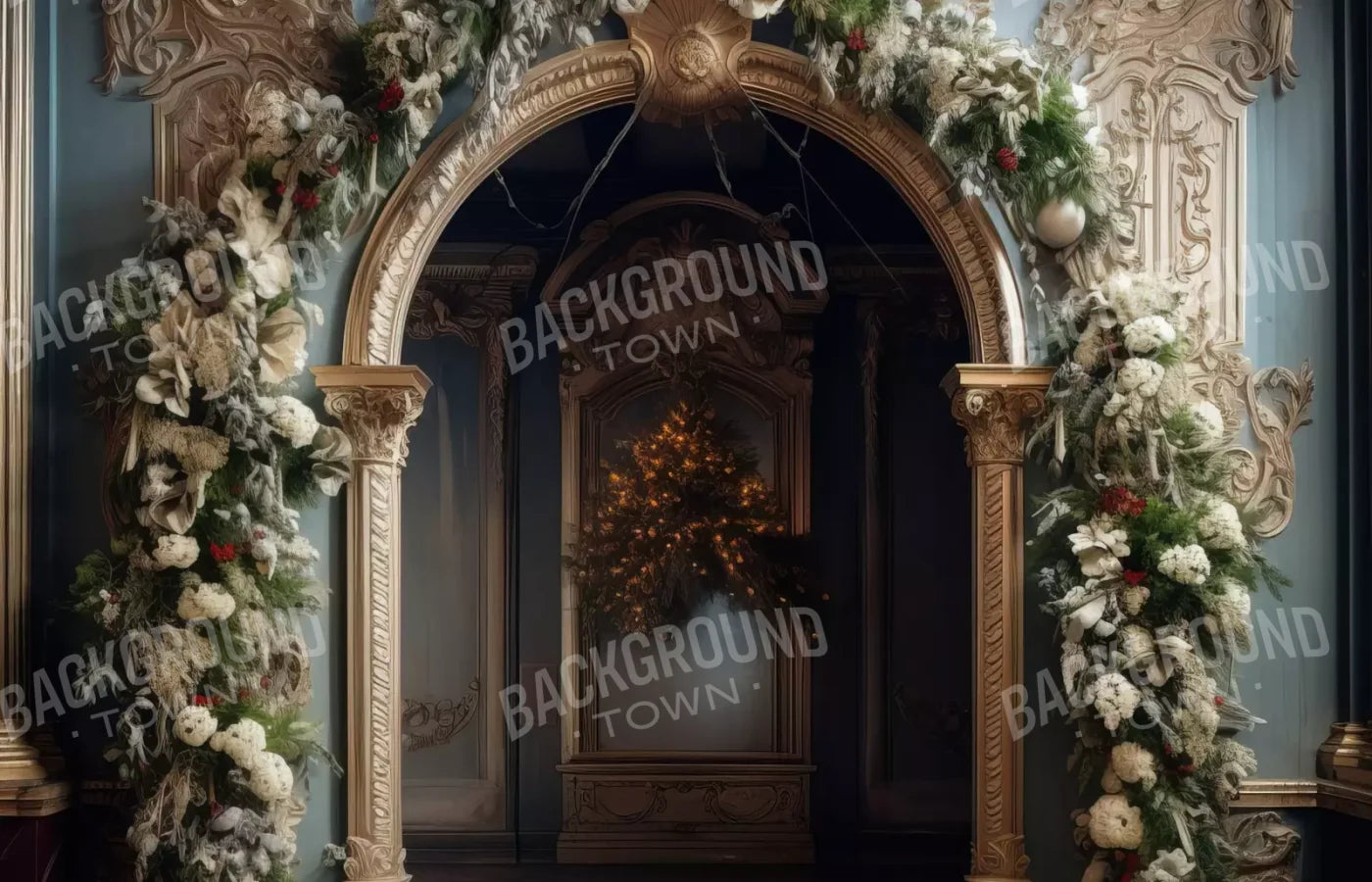 Winter Holiday Arch 14’X9’ Ultracloth (168 X 108 Inch) Backdrop
