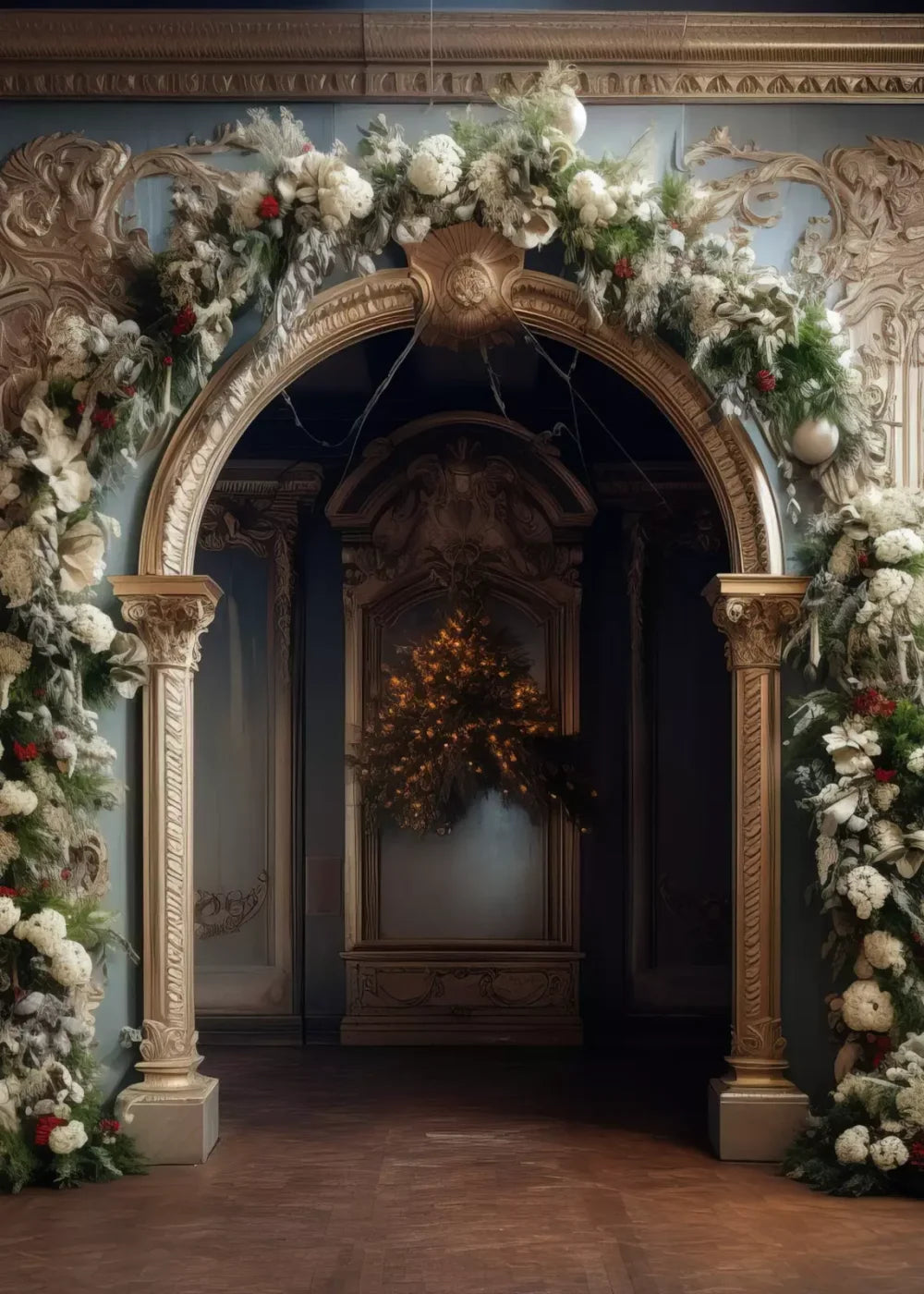 Winter Holiday Arch 5’X7’ Ultracloth (60 X 84 Inch) Backdrop