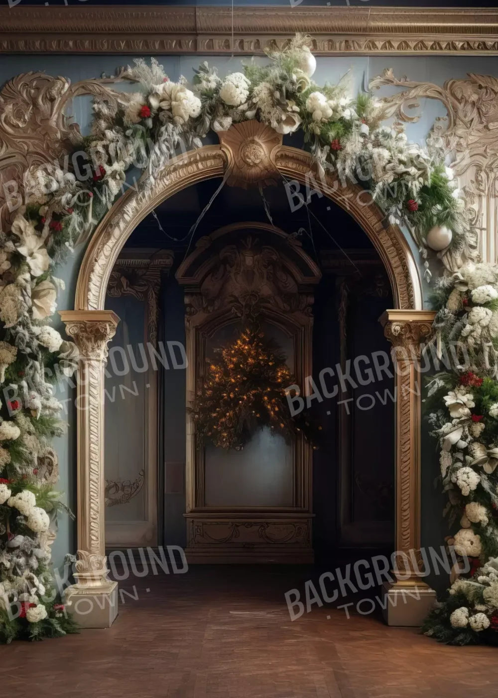 Winter Holiday Arch 5’X7’ Ultracloth (60 X 84 Inch) Backdrop