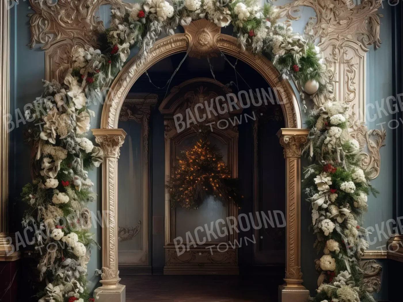 Winter Holiday Arch 6’8X5’ Fleece (80 X 60 Inch) Backdrop