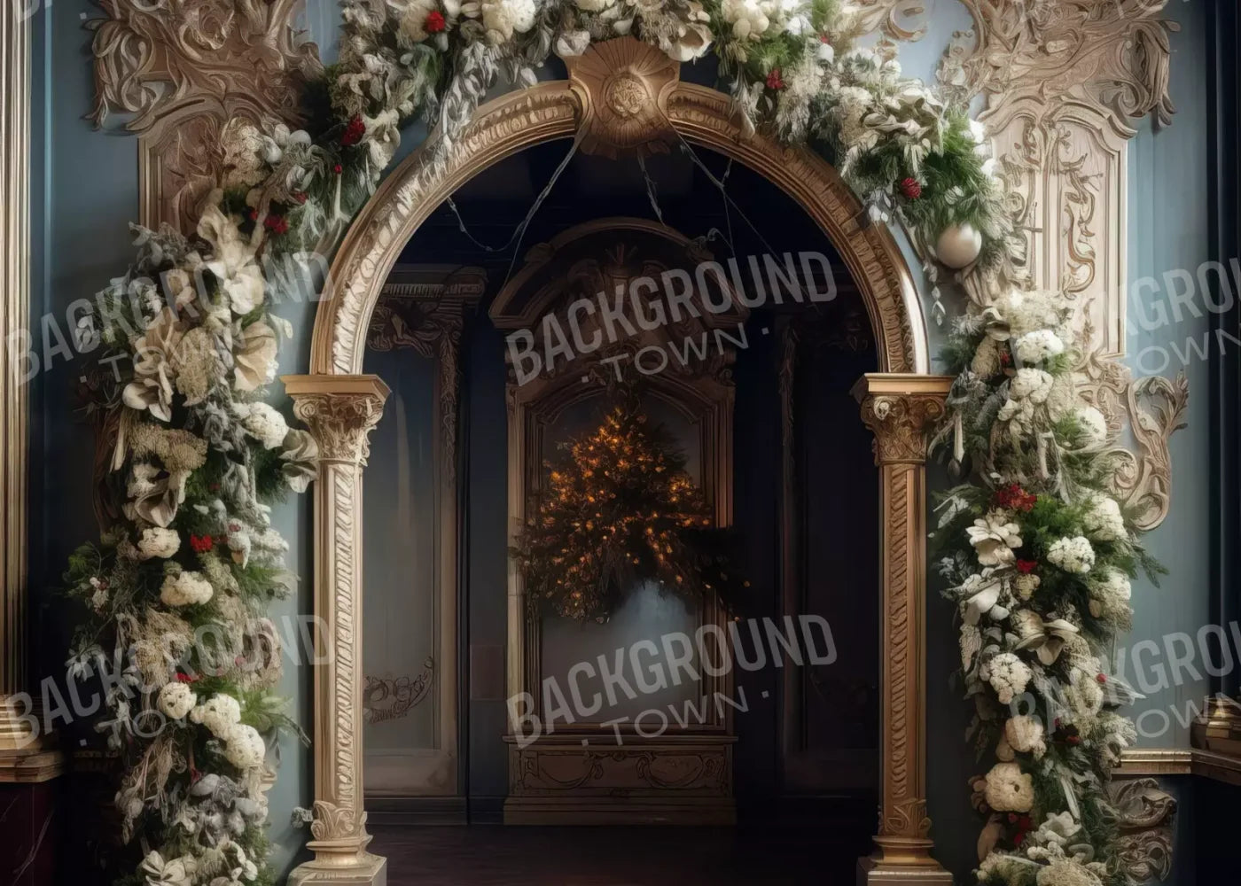 Winter Holiday Arch 7’X5’ Ultracloth (84 X 60 Inch) Backdrop
