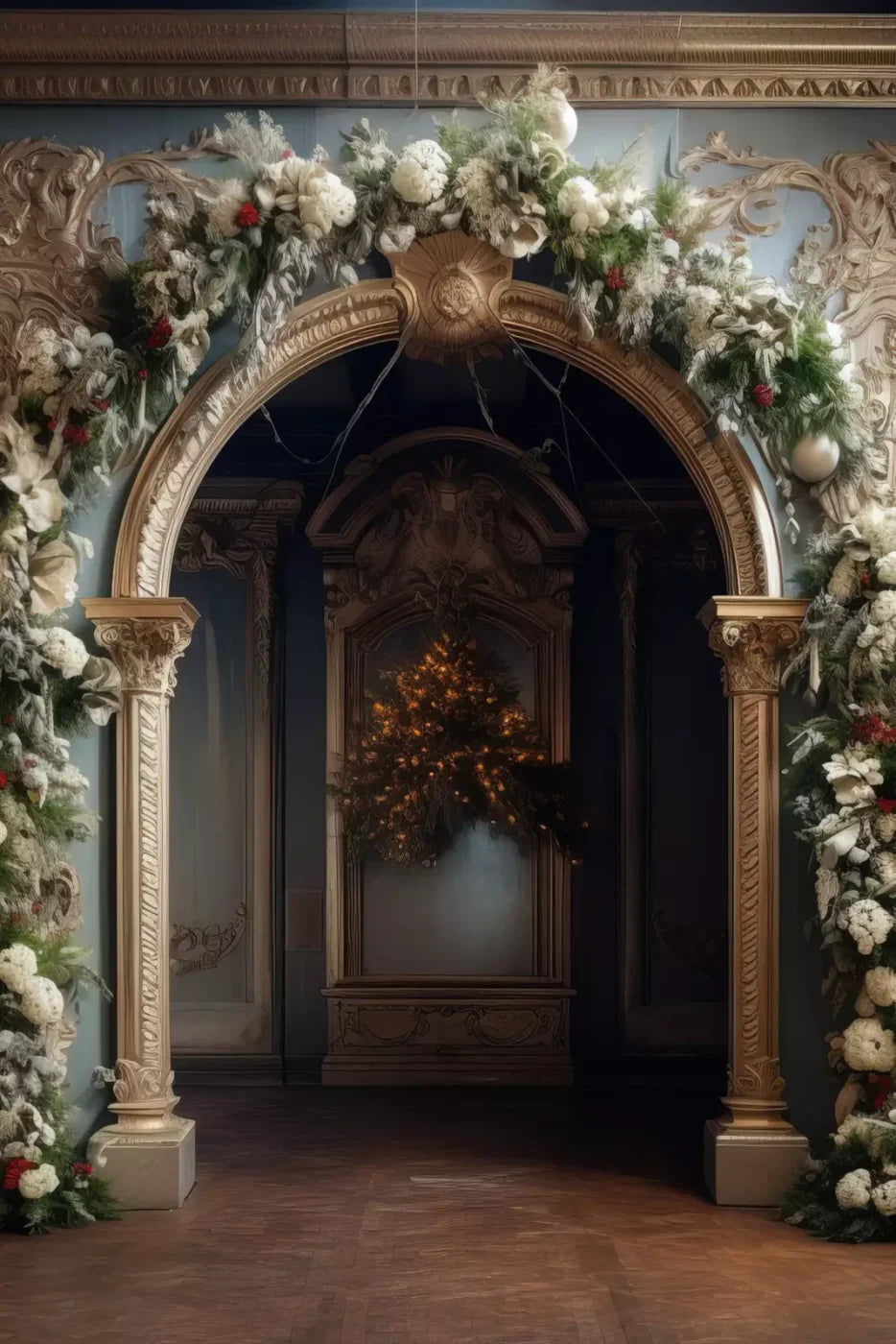 Winter Holiday Arch 8’X12’ Ultracloth (96 X 144 Inch) Backdrop