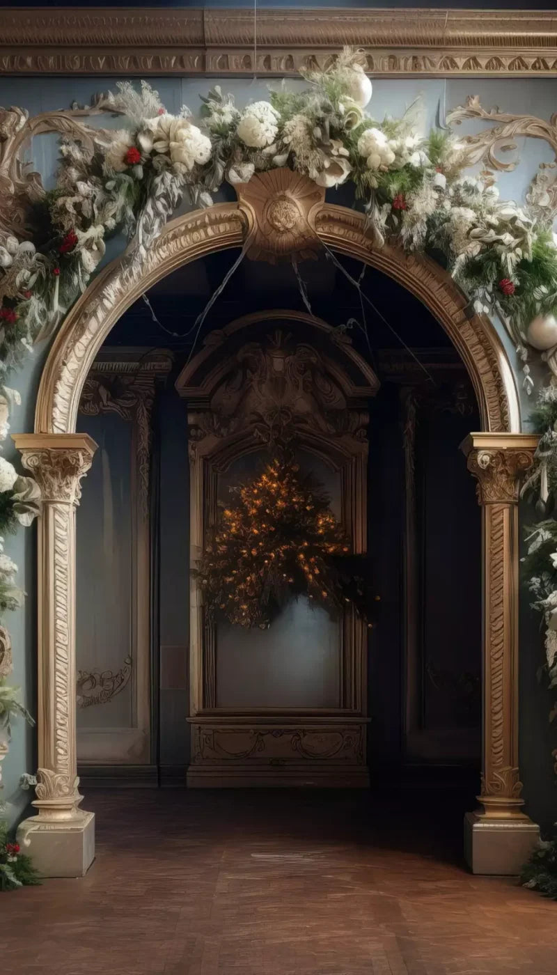 Winter Holiday Arch 8’X14’ Ultracloth (96 X 168 Inch) Backdrop
