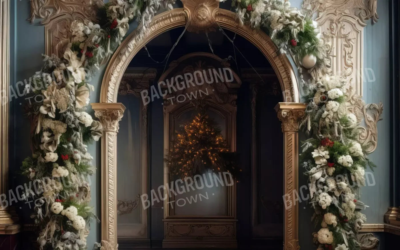 Winter Holiday Arch 8’X5’ Ultracloth (96 X 60 Inch) Backdrop