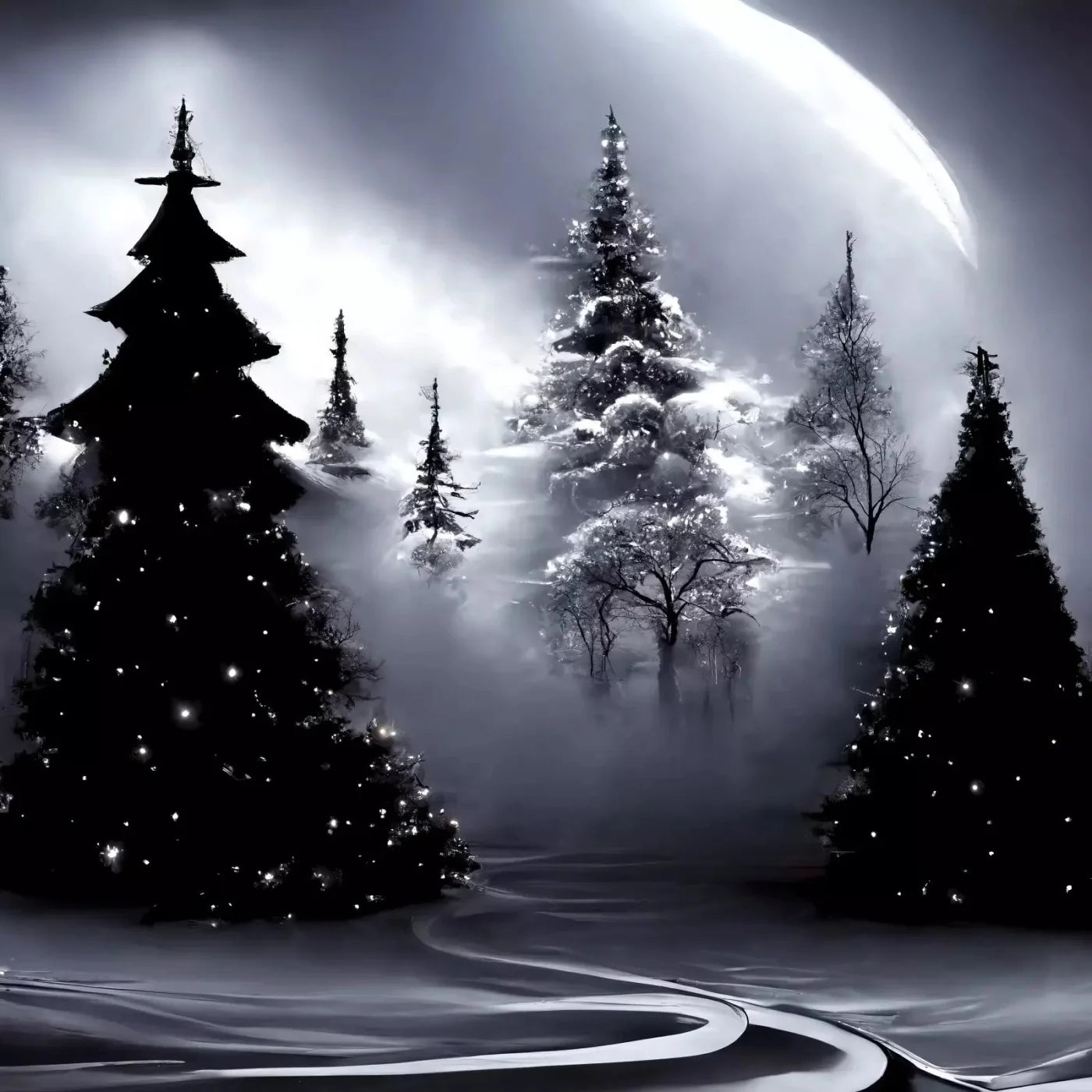 Winter Night 10X10 Ultracloth ( 120 X Inch ) Backdrop