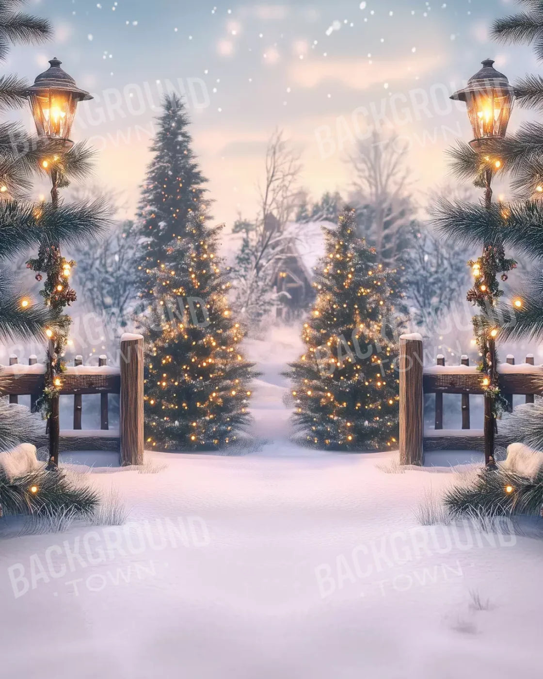 Winter Scene 8’X10’ Fleece (96 X 120 Inch) Backdrop