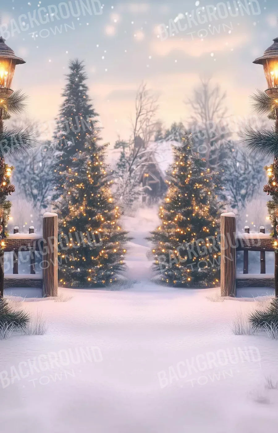 Winter Scene 9’X14’ Ultracloth (108 X 168 Inch) Backdrop