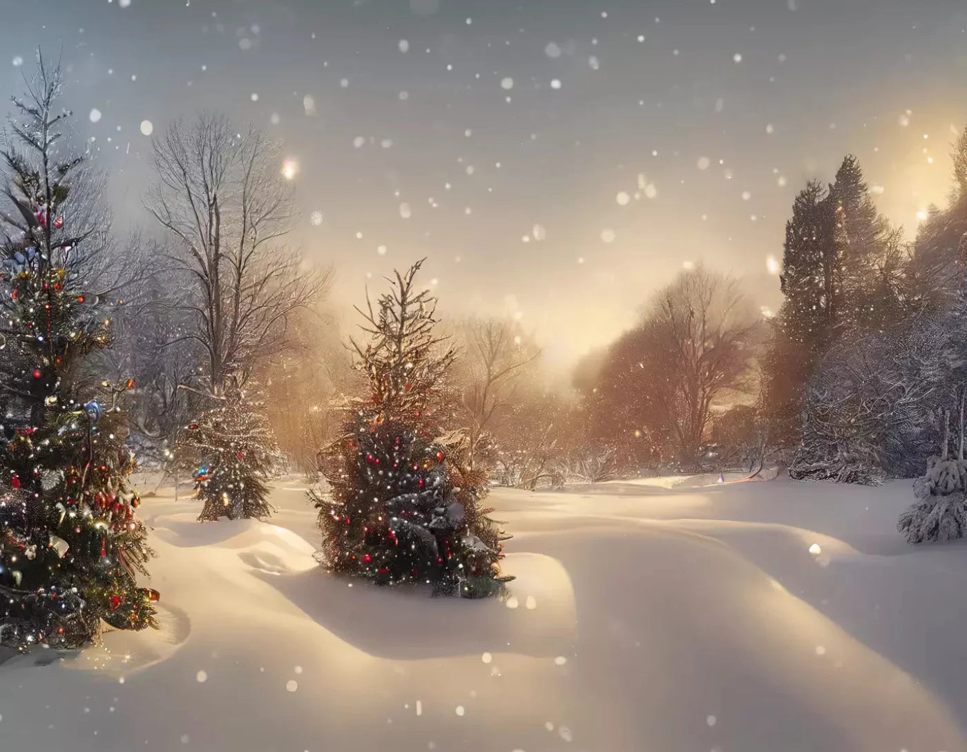 Winter Snowfall 2 8X6 Fleece ( 96 X 72 Inch ) Backdrop