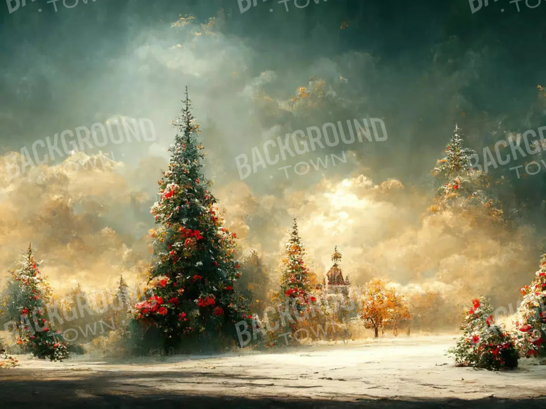 Winter Sunset 68X5 Fleece ( 80 X 60 Inch ) Backdrop