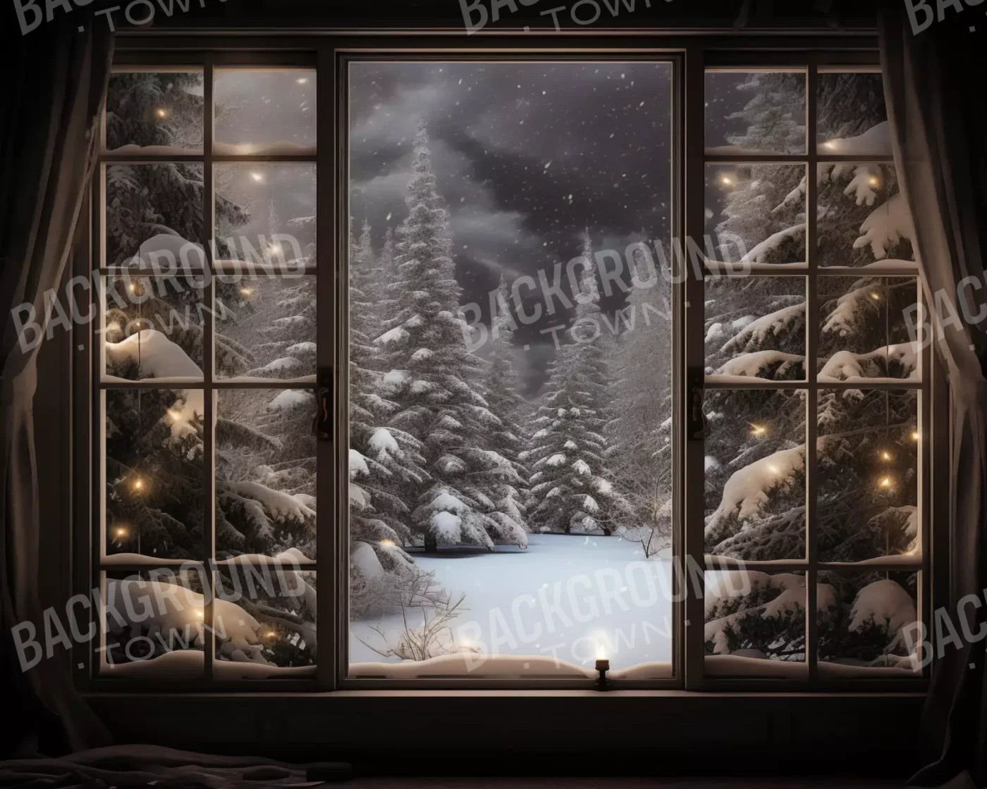 Winter Window 2 10X8 Fleece ( 120 X 96 Inch ) Backdrop