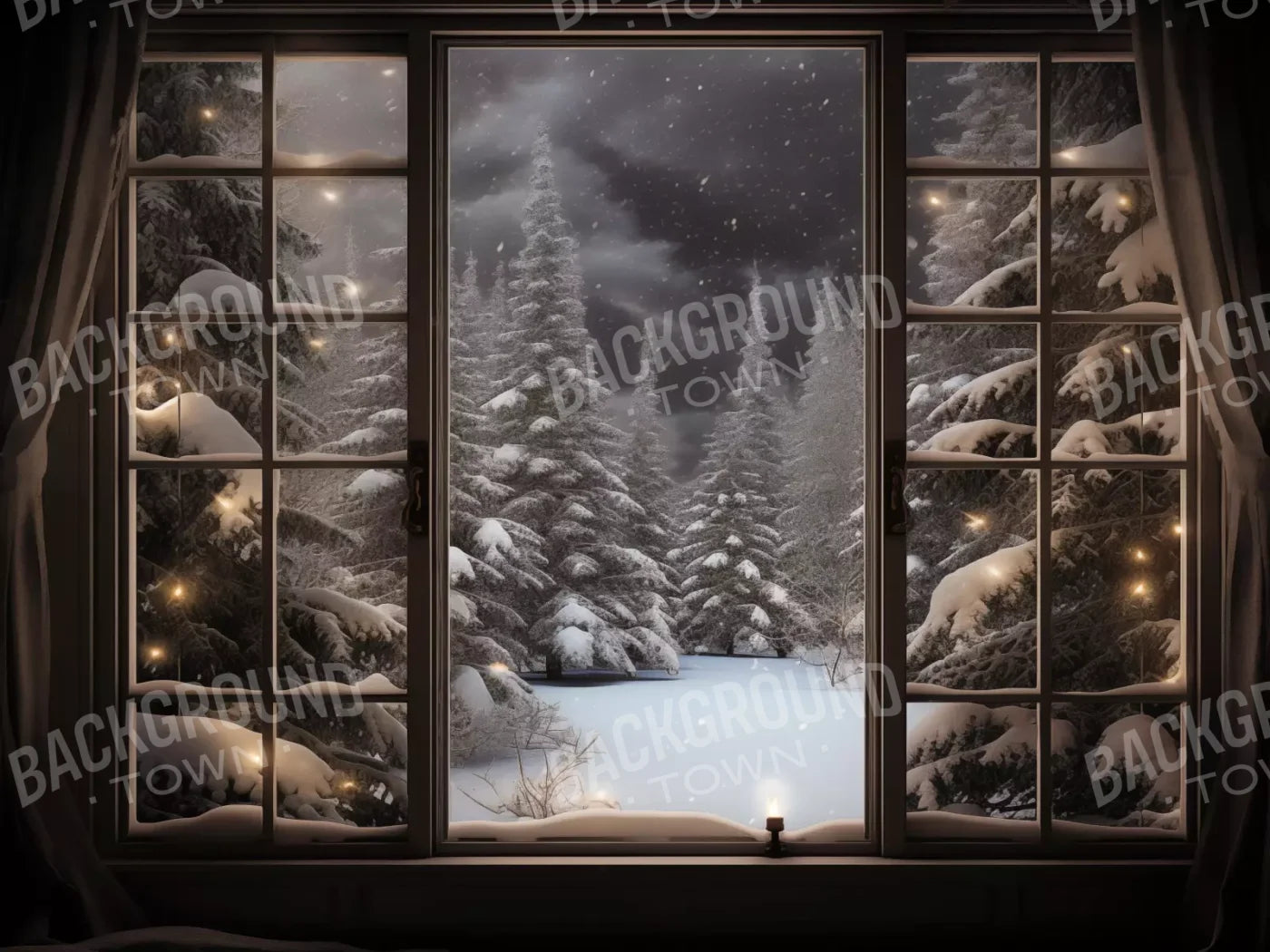 Winter Window 2 68X5 Fleece ( 80 X 60 Inch ) Backdrop