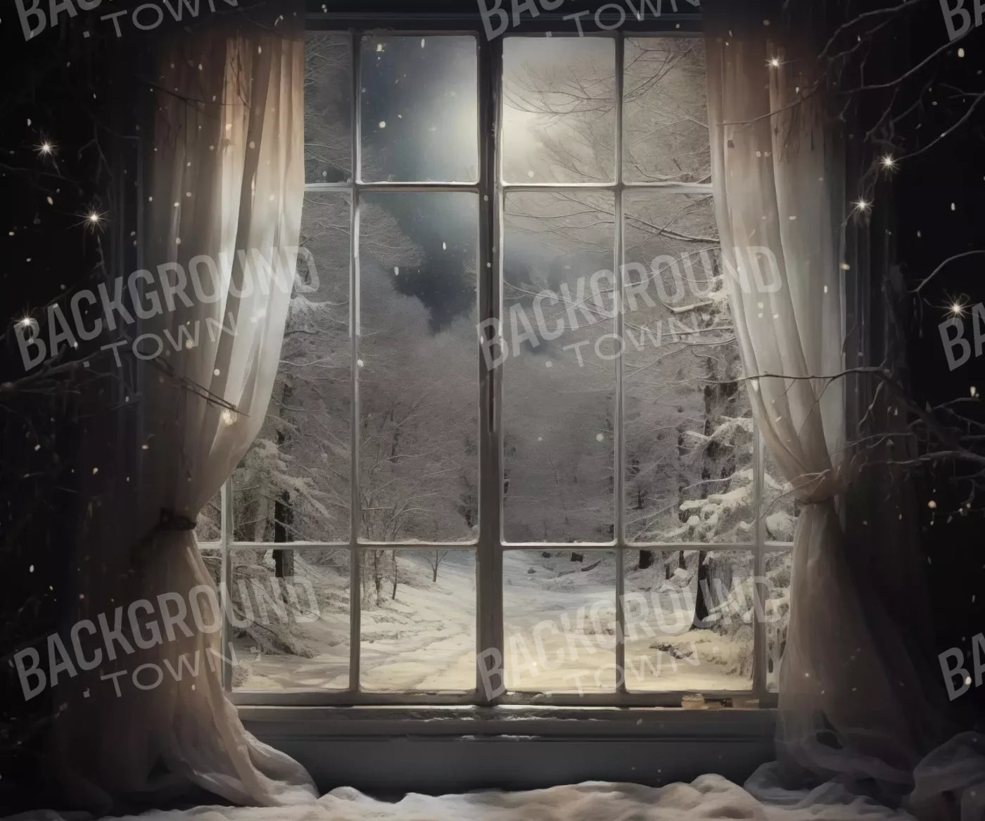 Winter Window 1 Horizontal 12X10 Ultracloth ( 144 X 120 Inch ) Backdrop
