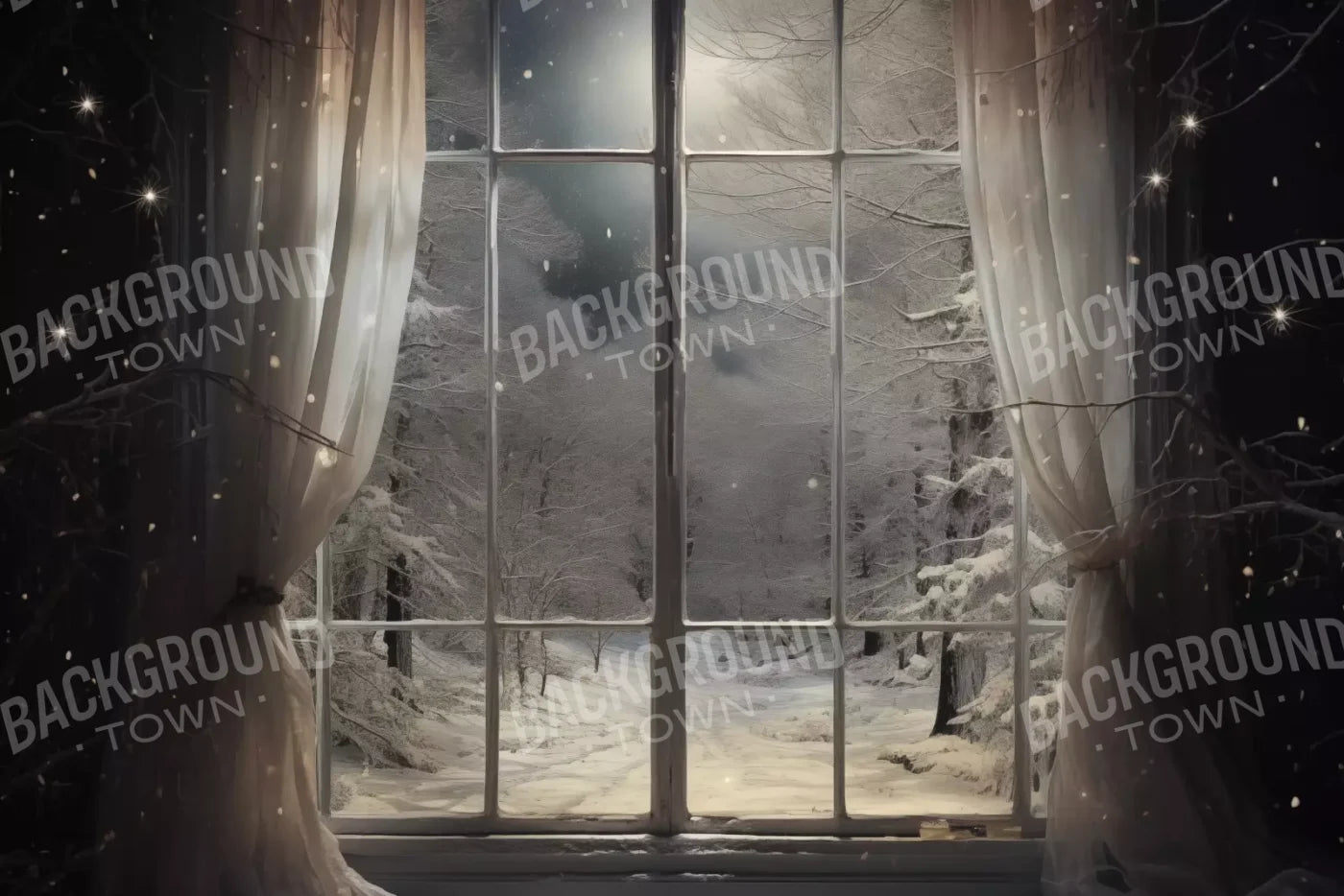Winter Window 1 Horizontal 12X8 Ultracloth ( 144 X 96 Inch ) Backdrop