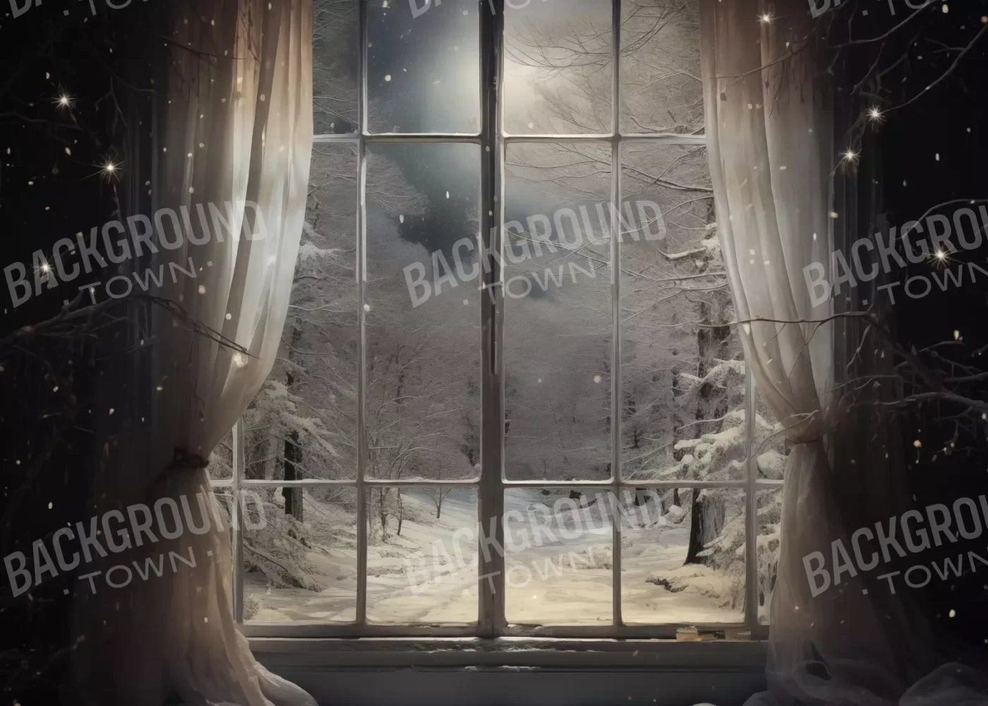 Winter Window 1 Horizontal 7X5 Ultracloth ( 84 X 60 Inch ) Backdrop